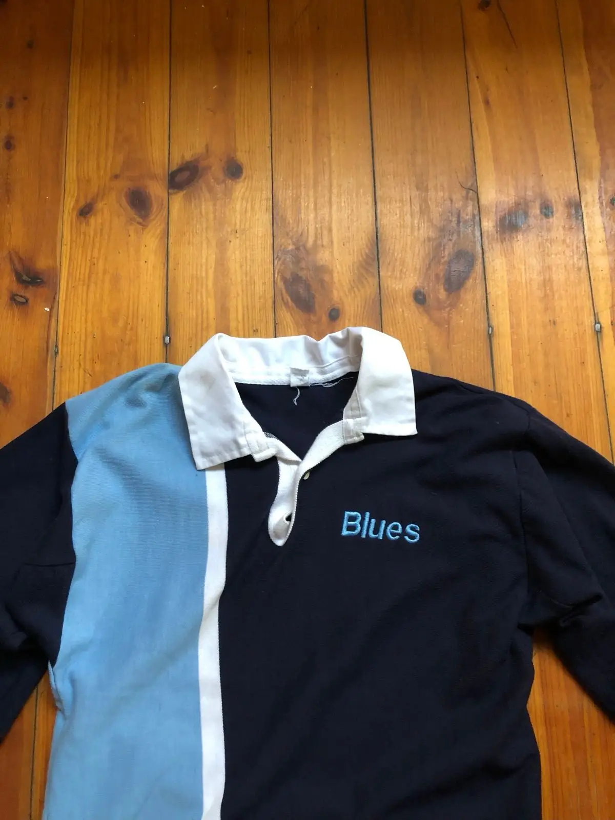 Vintage Blues Long Sleeve Rugby Shirt