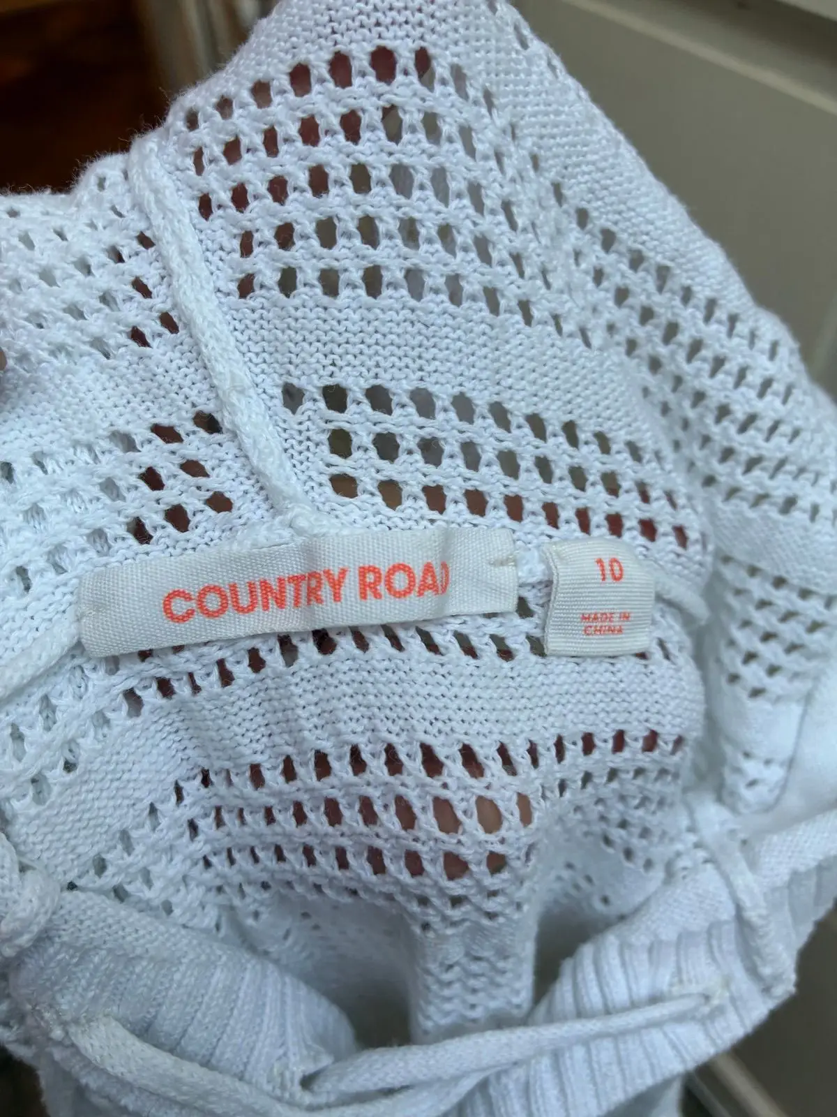 Country Road White Knitted Lace-Up Hoodie Size 10