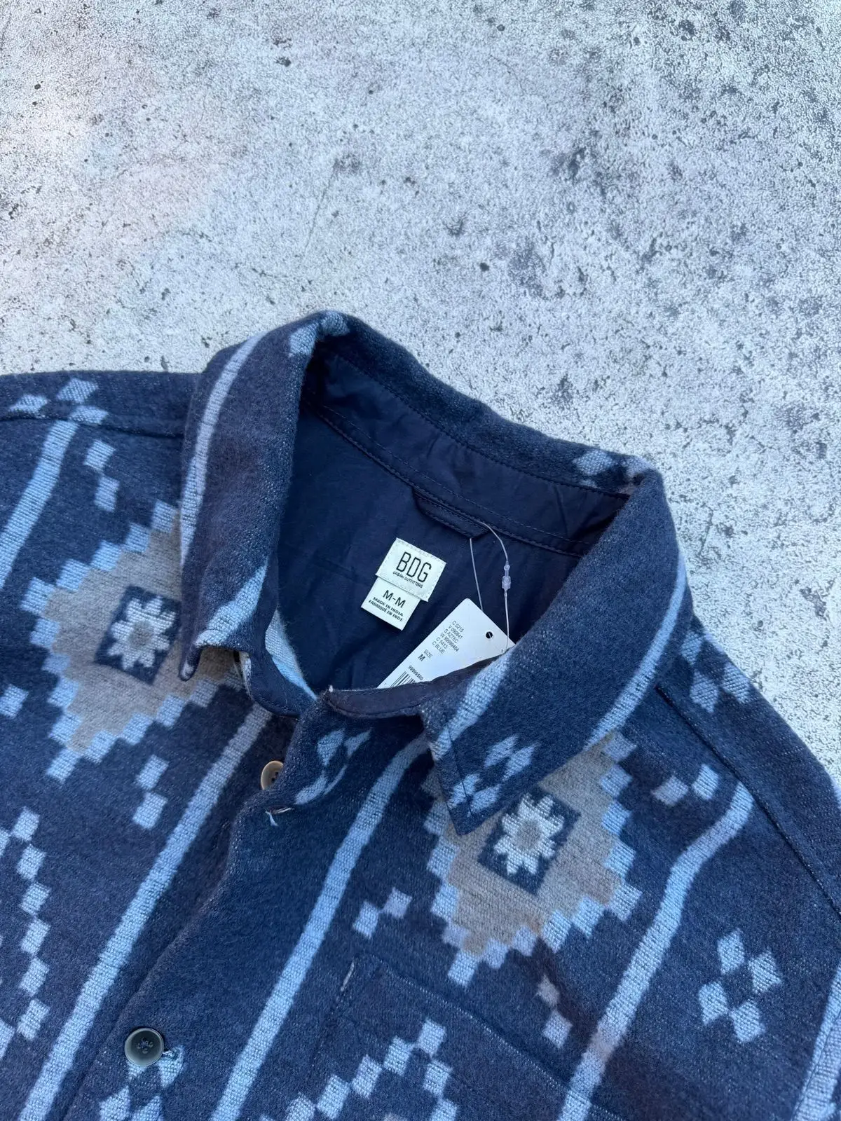 BDG Patterned Long Sleeve Button-Up Shirt