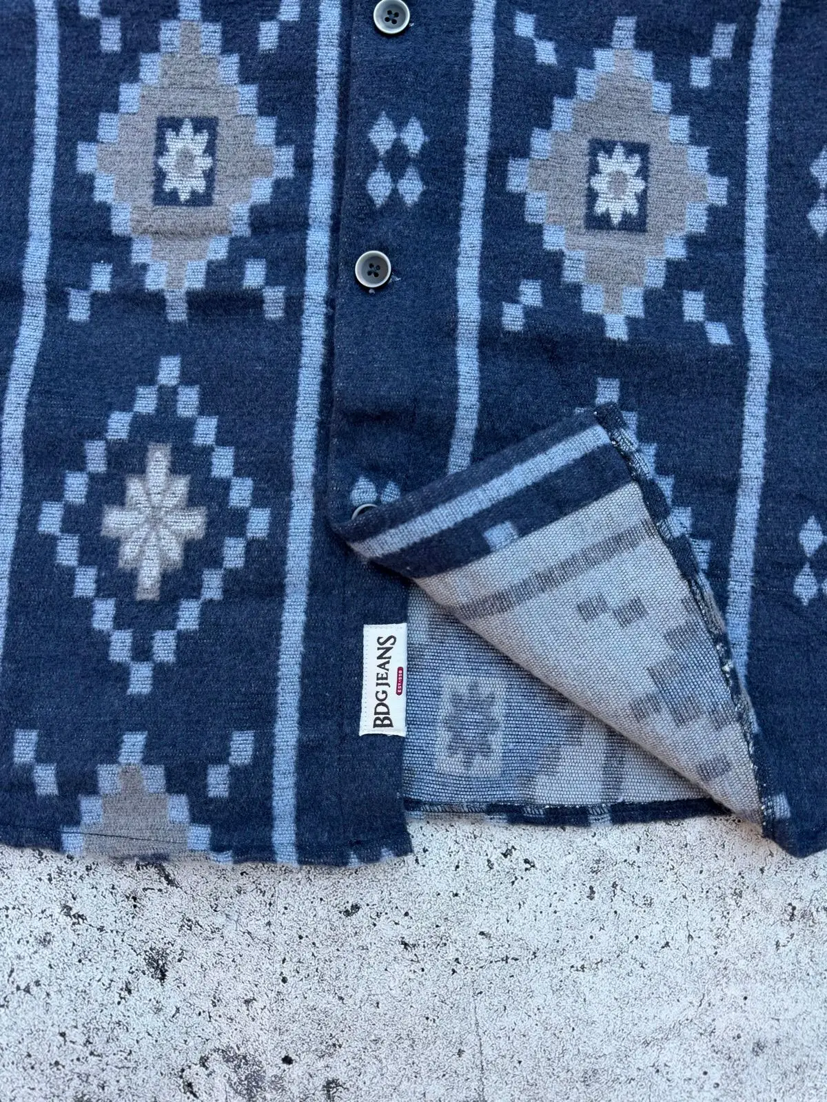 BDG Patterned Long Sleeve Button-Up Shirt
