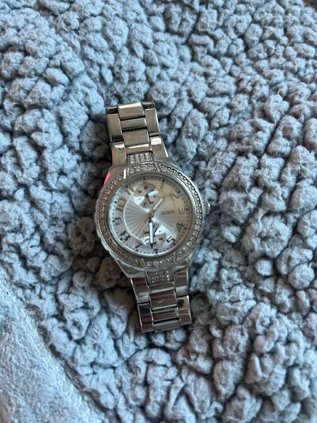 Guess Silver Rhinestone Chronograph Watch