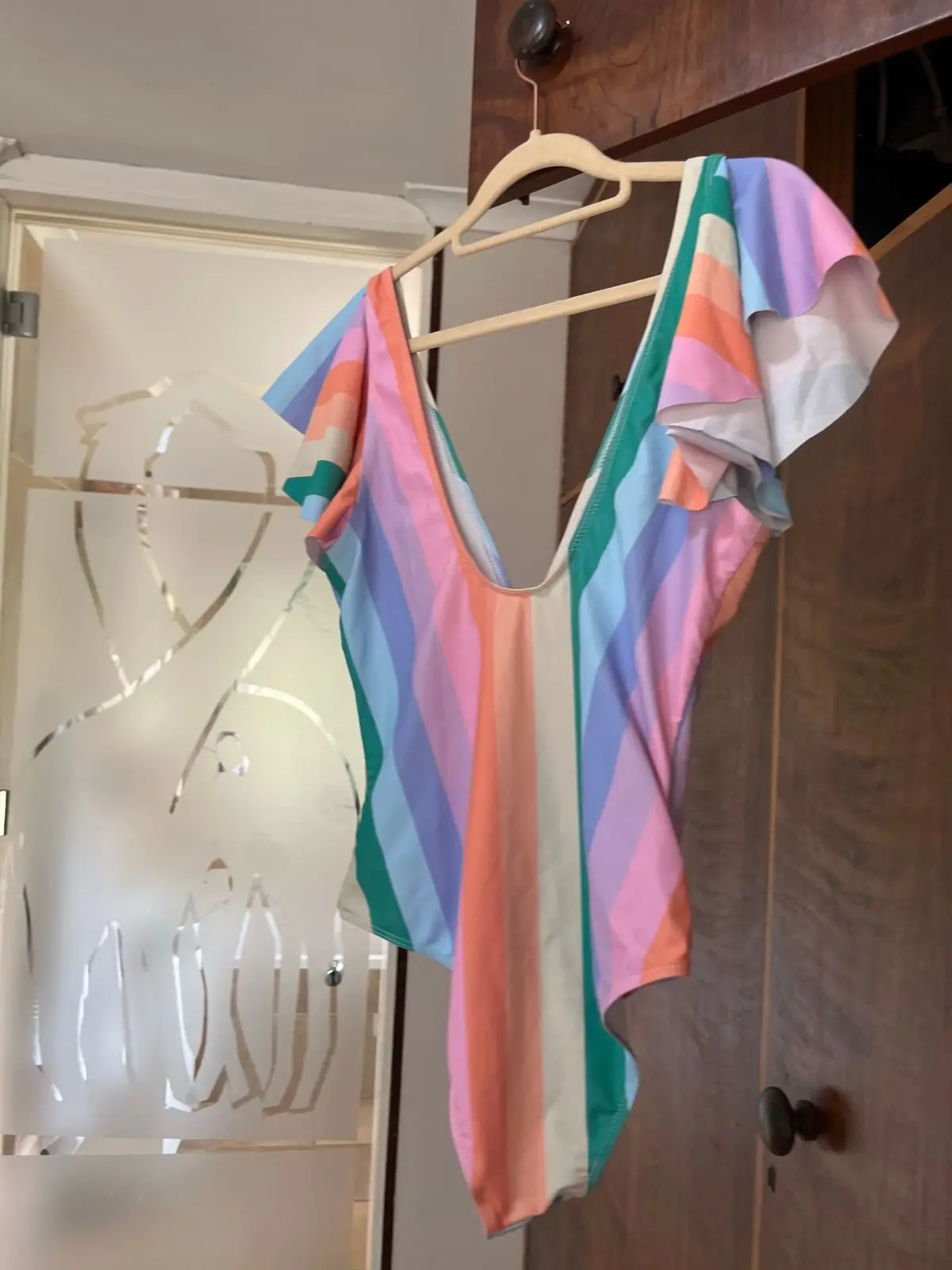 Shein Striped Ruffle One-Piece Swimsuit