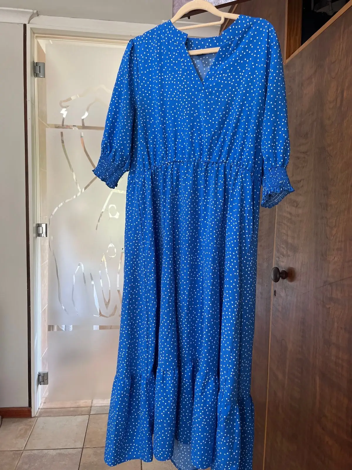 Shein Blue Polka Dot Midi Dress
