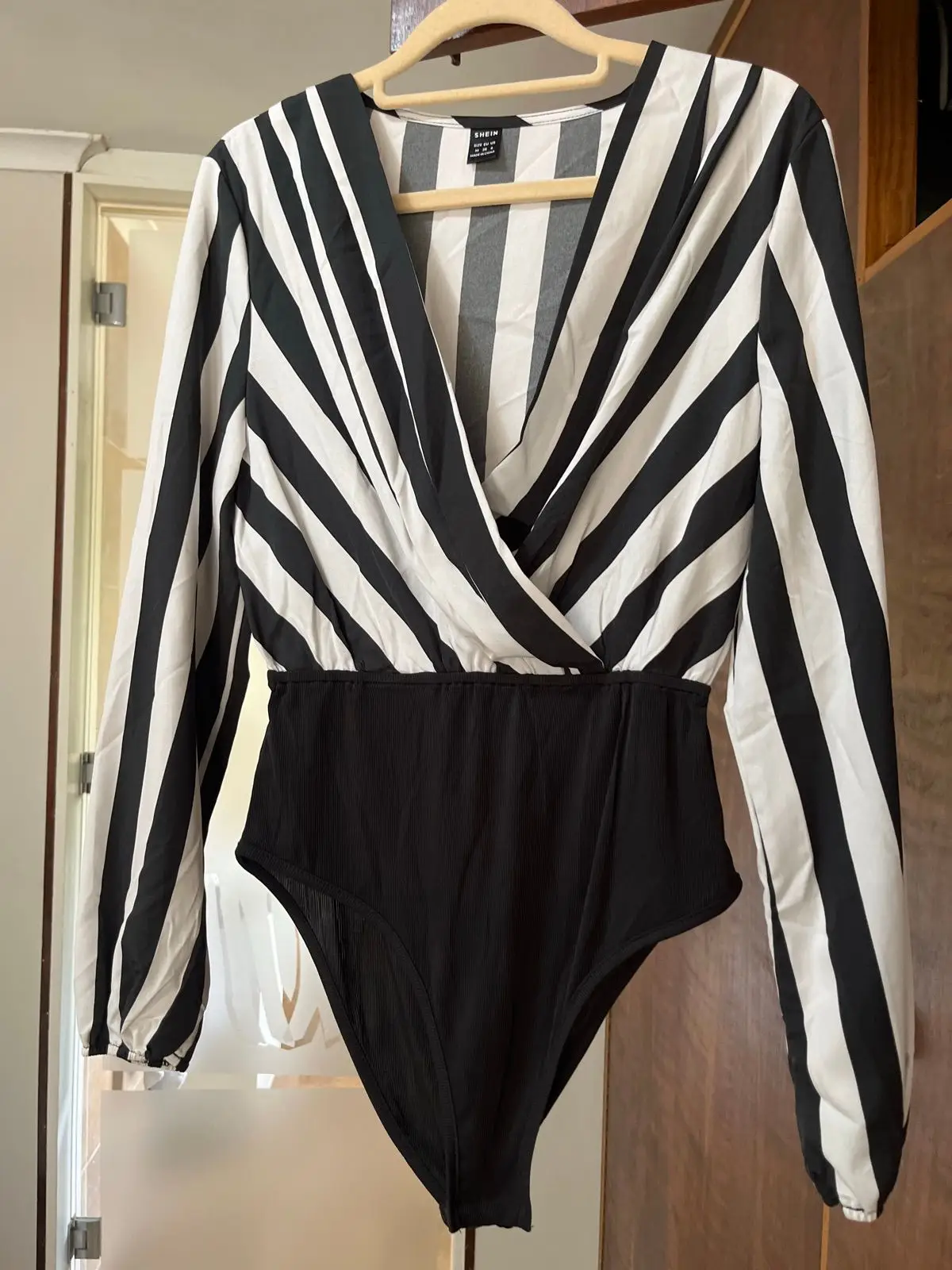 Shein Black and White Striped Bodysuit