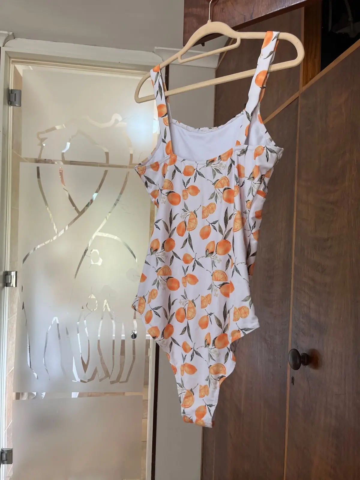 SHEIN Orange Fruit Print One-Piece Swimsuit