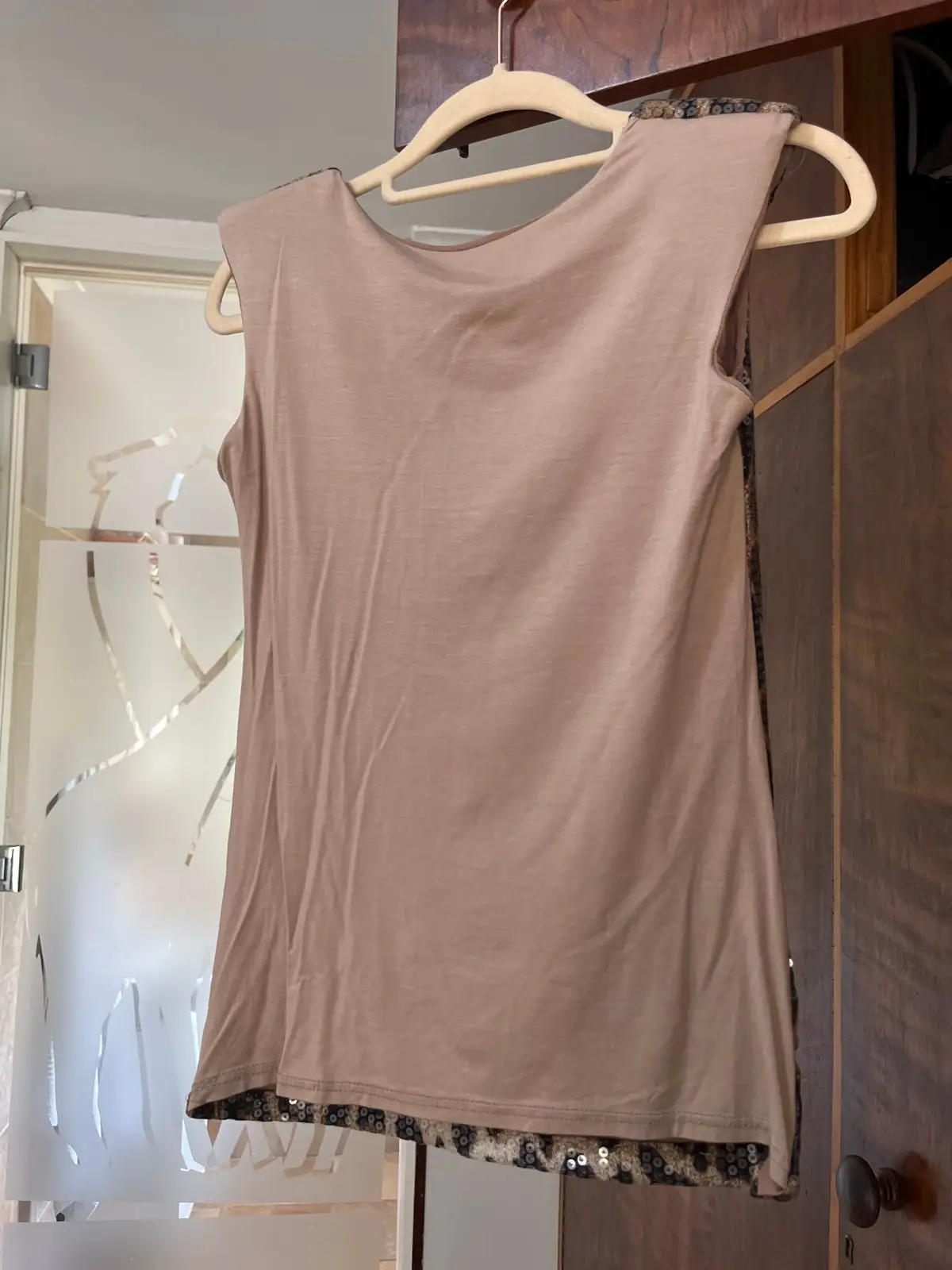 Leopard Print Sequin Sleeveless Top