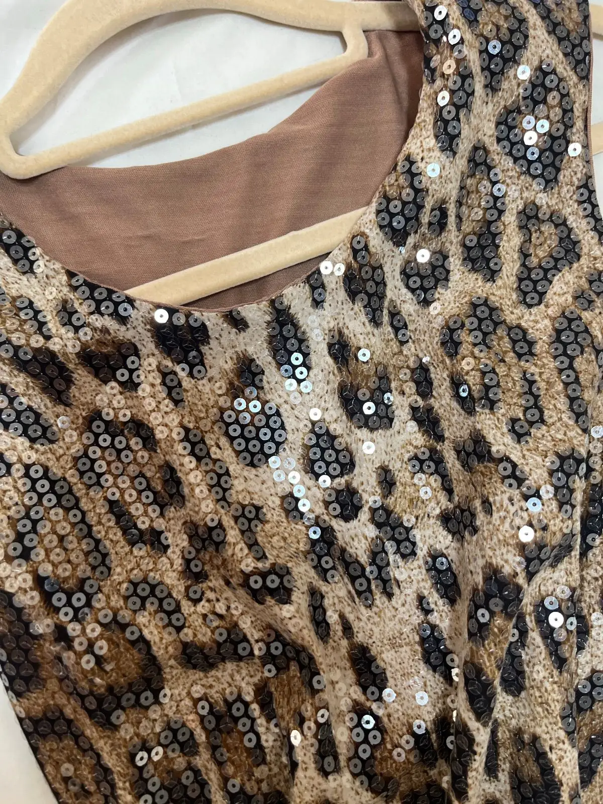 Leopard Print Sequin Sleeveless Top