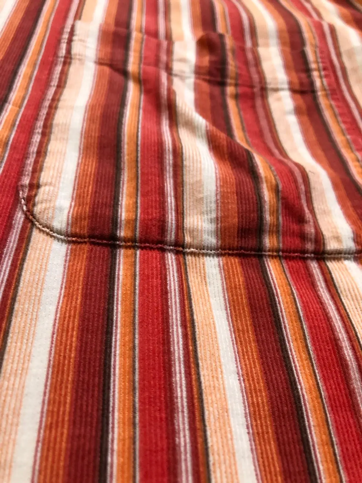 Vintage Red Striped Long-Sleeve Button-Up Shirt