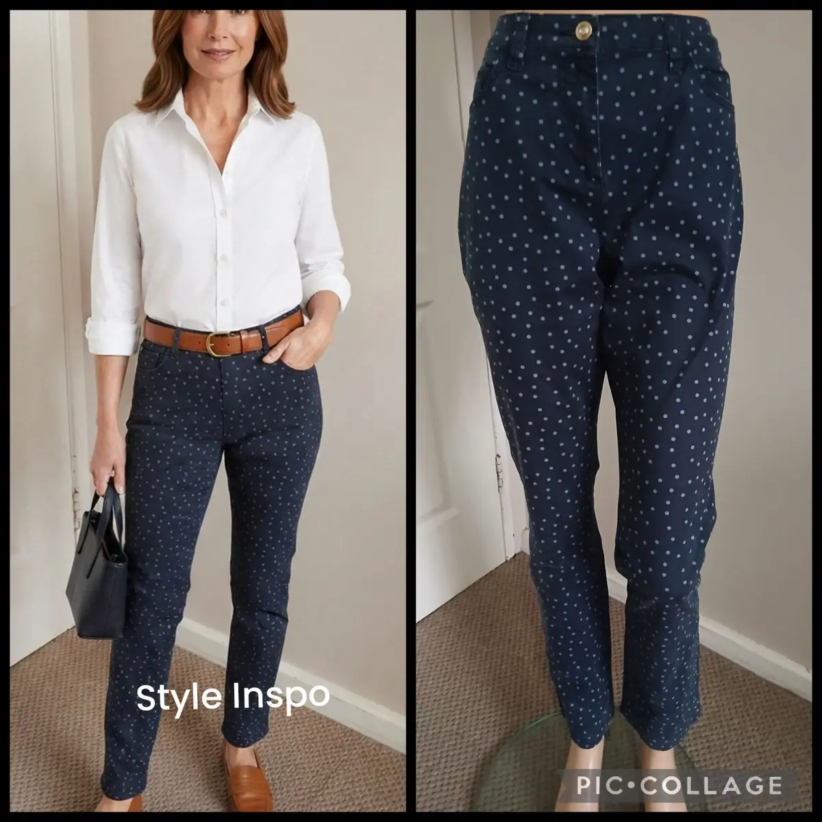 Woolworths Navy Polka Dot Trousers Size 36