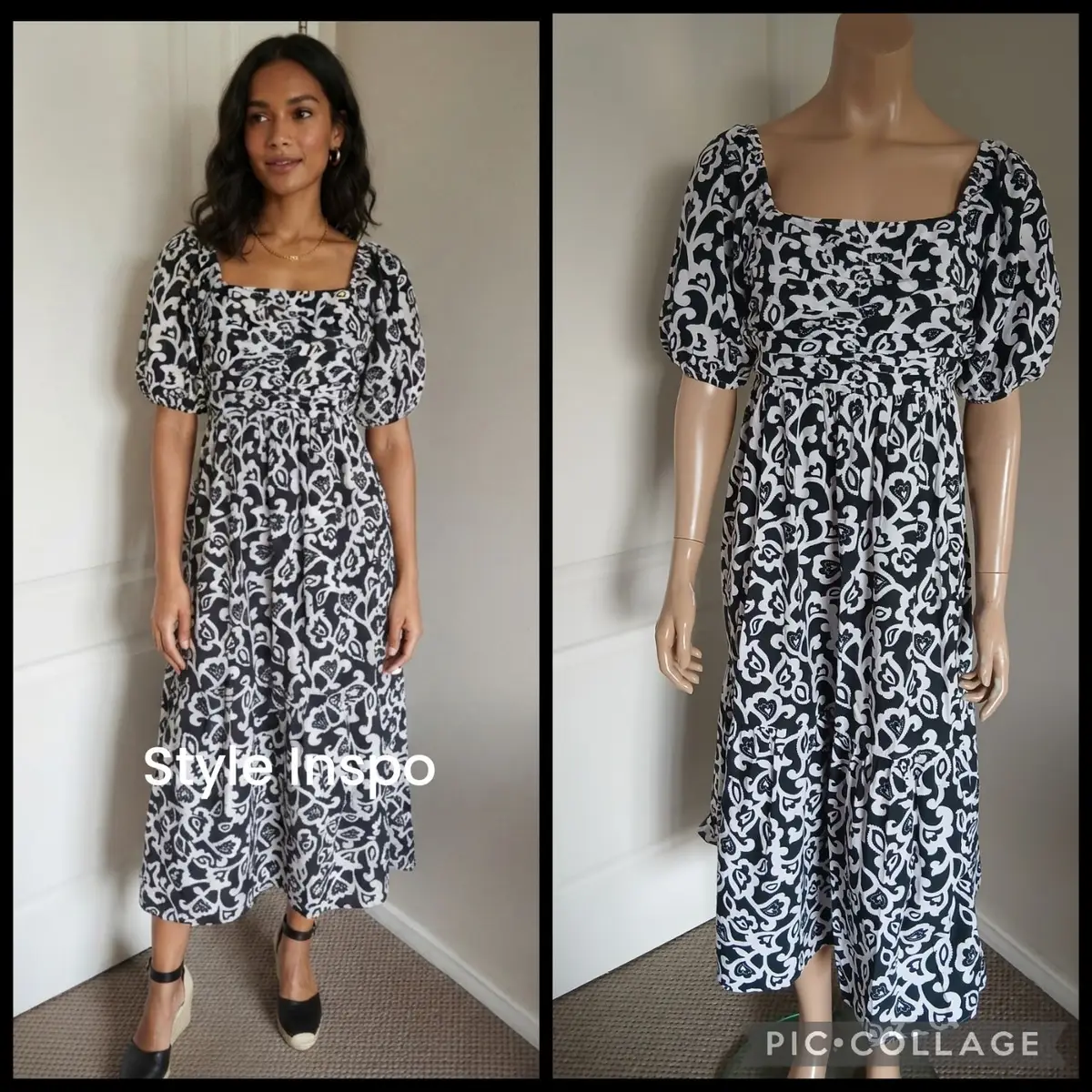 Woolworths Black and White Patterned Midi Dress