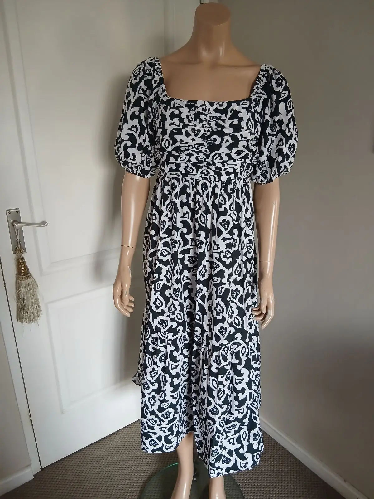 Woolworths Black and White Patterned Midi Dress