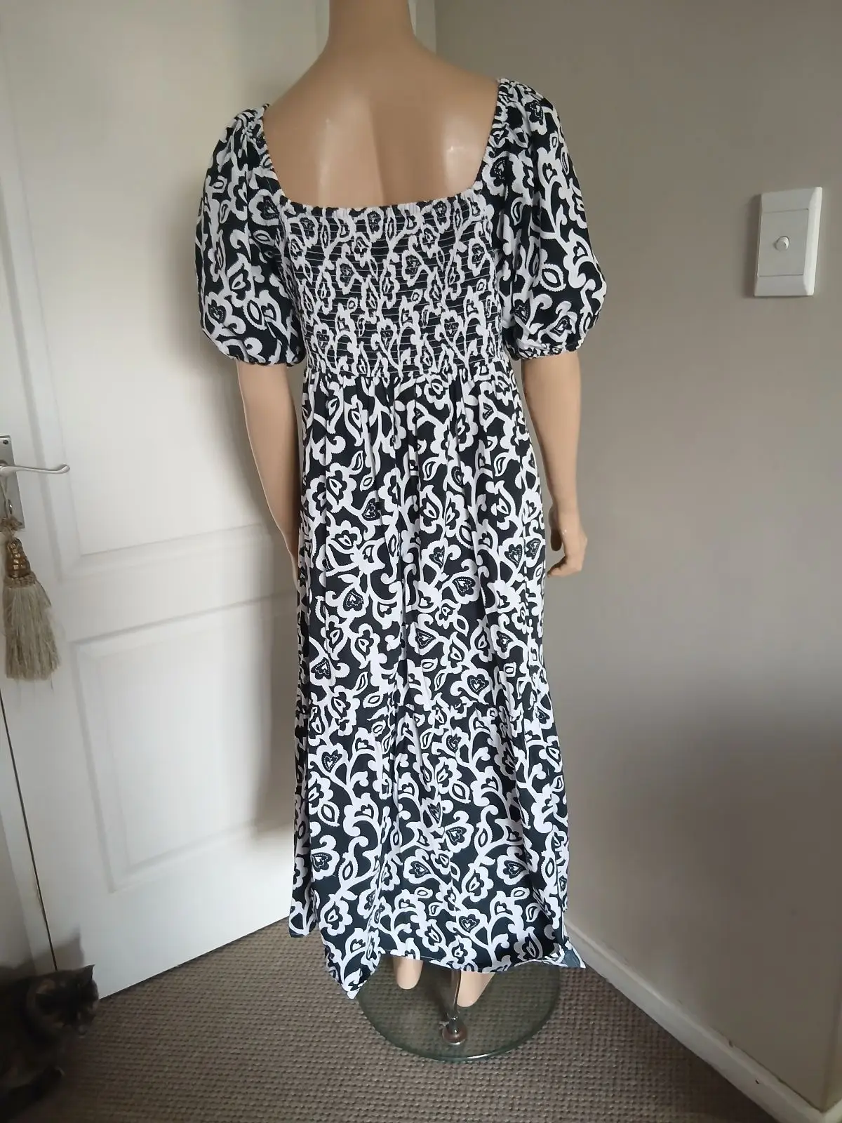 Woolworths Black and White Patterned Midi Dress