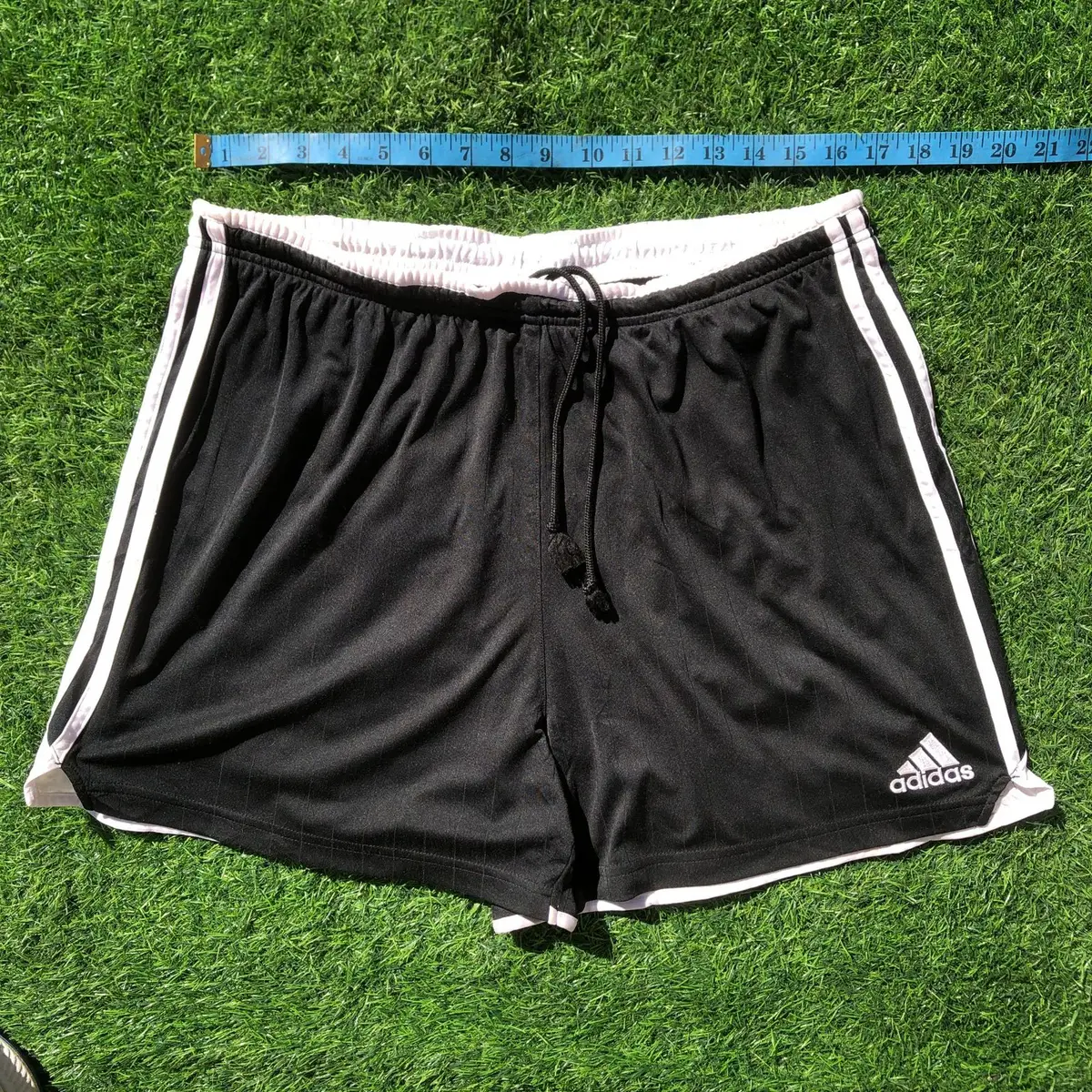 Adidas Black Shorts with White Stripes