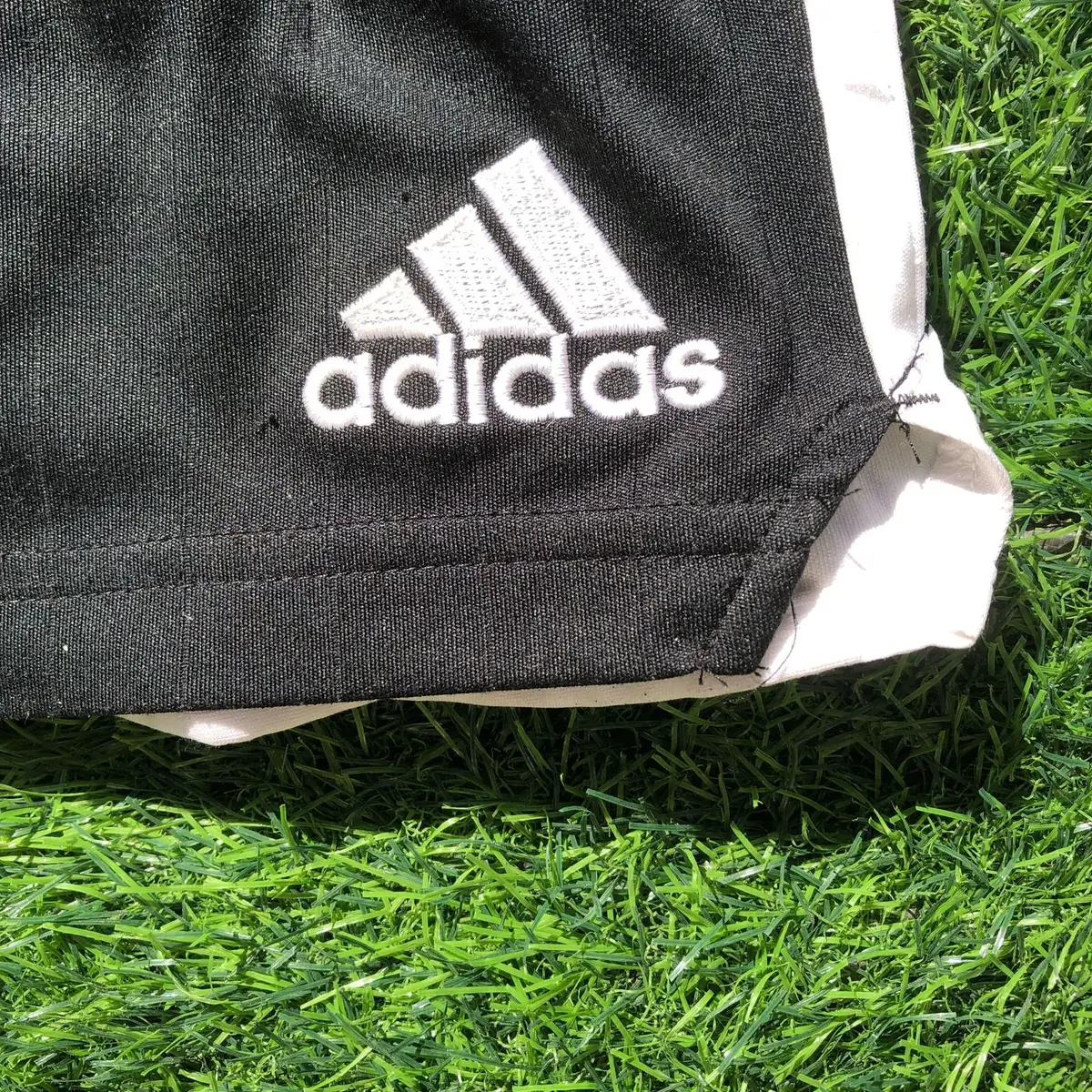 Adidas Black Shorts with White Stripes
