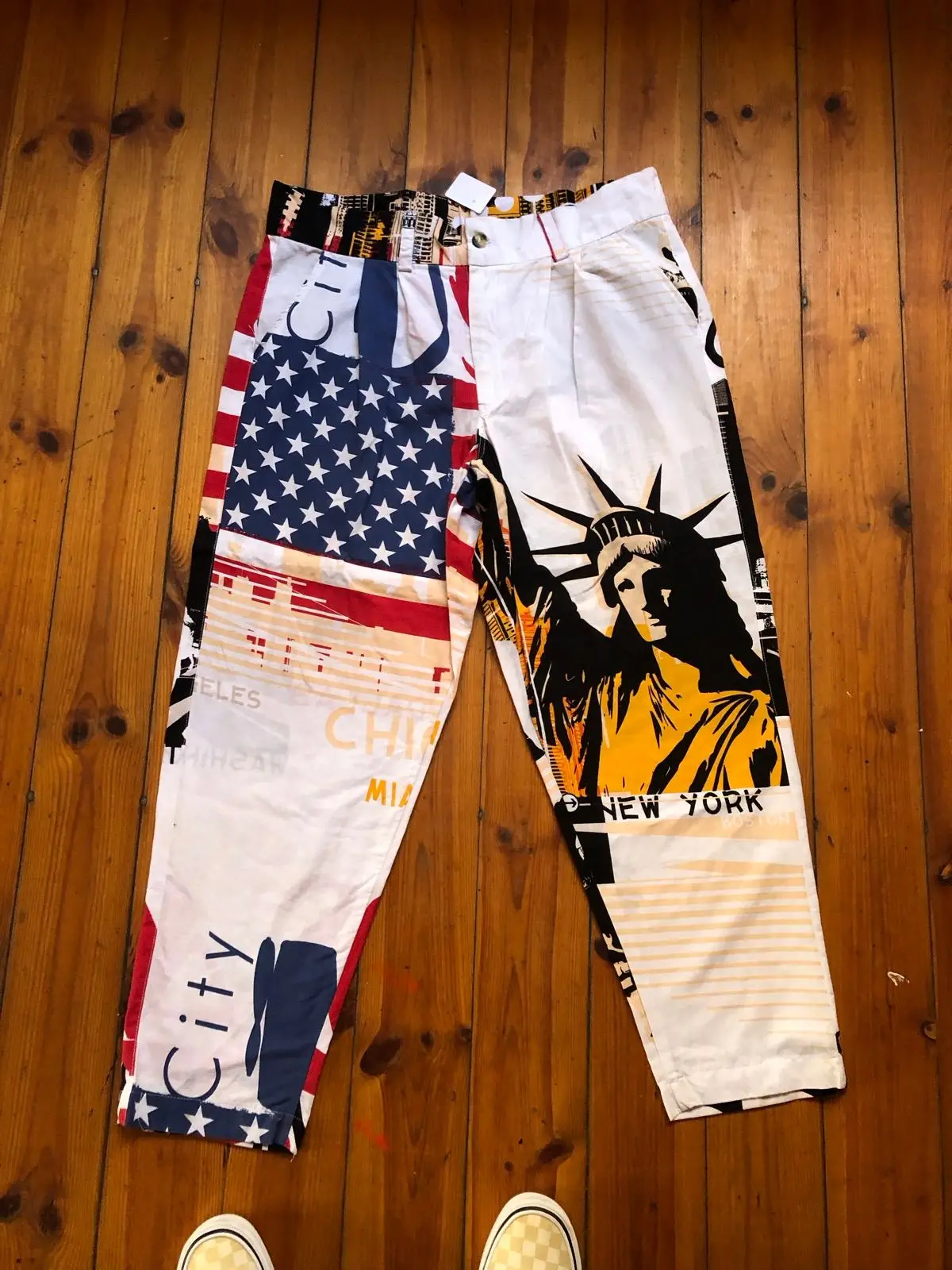 USA Flag & Statue of Liberty Print Casual Pants