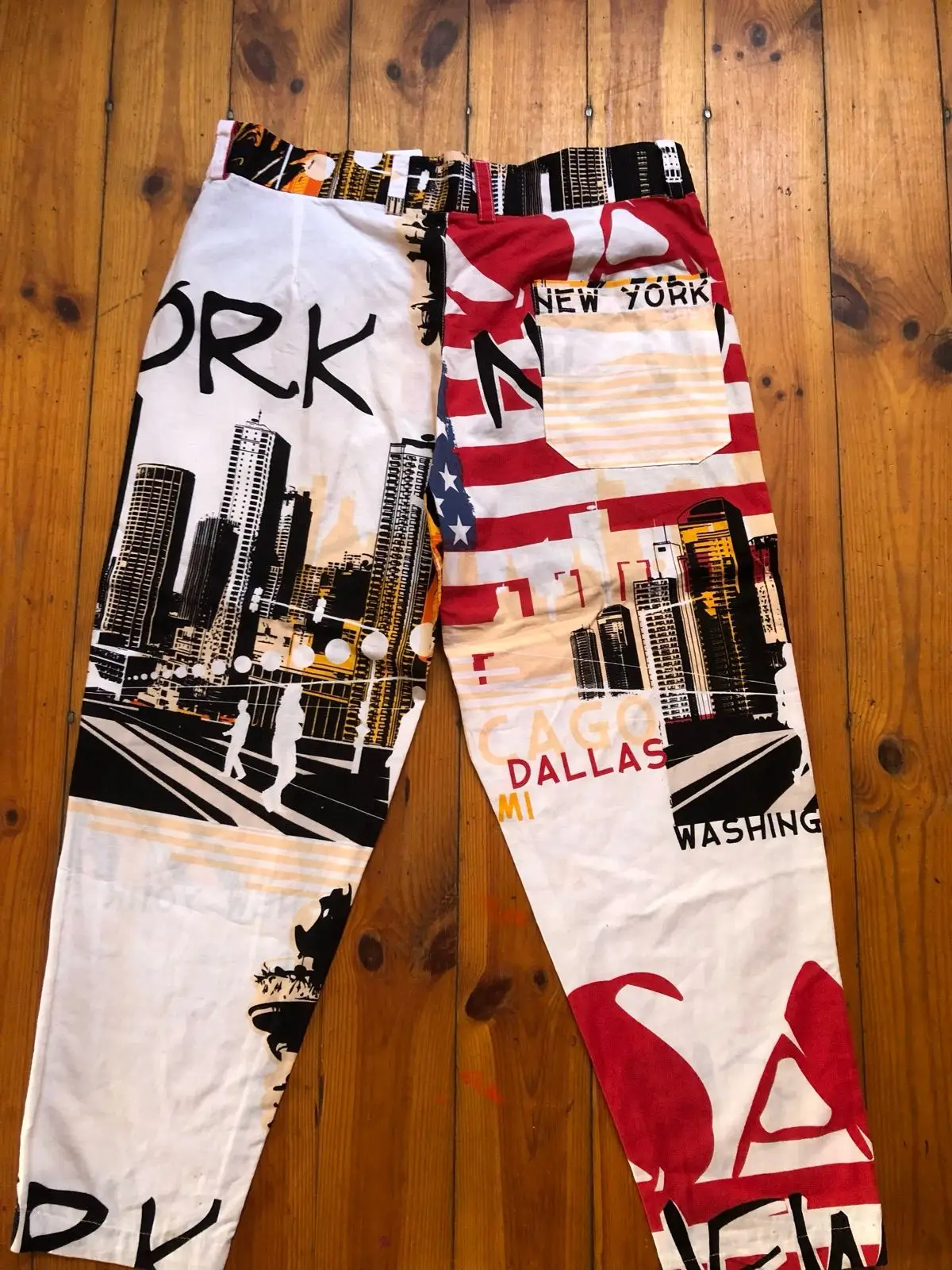 USA Flag & Statue of Liberty Print Casual Pants