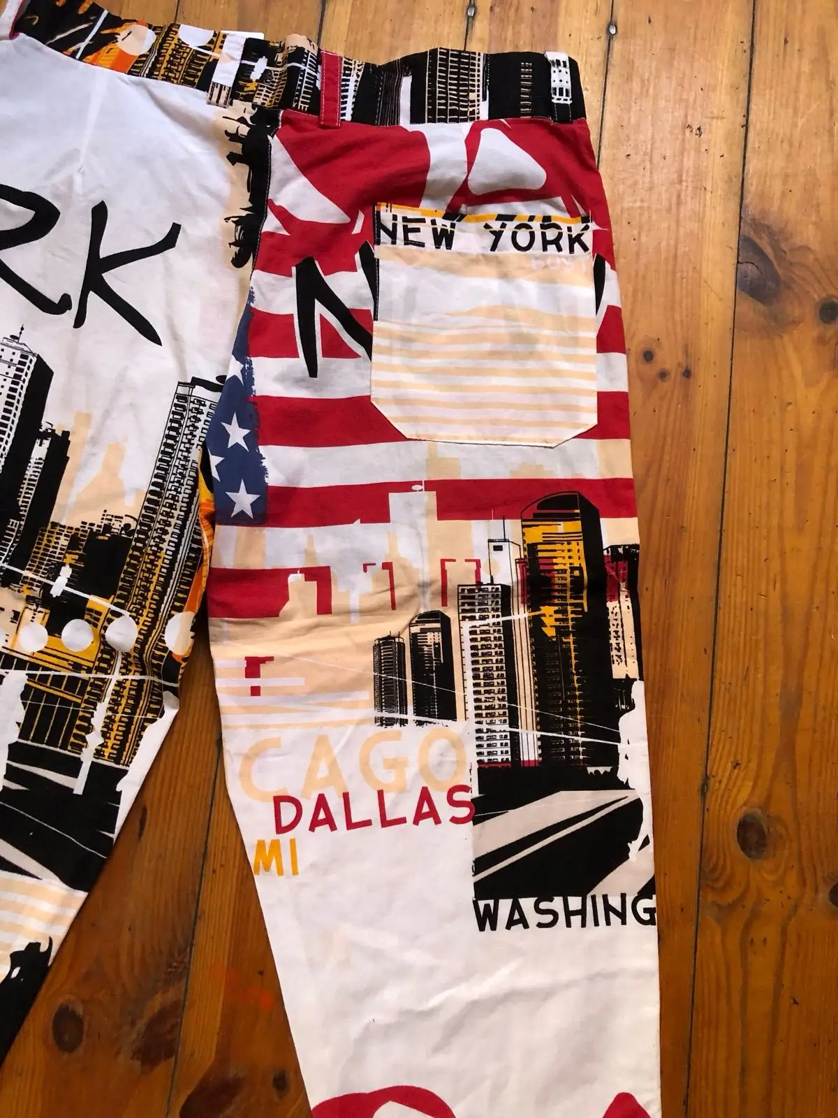 USA Flag & Statue of Liberty Print Casual Pants