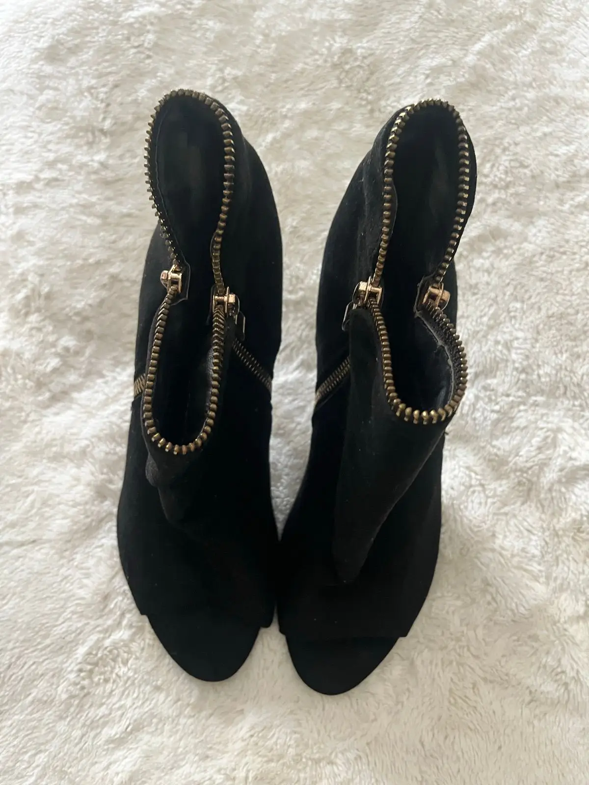 Black Open Toe Heeled Booties