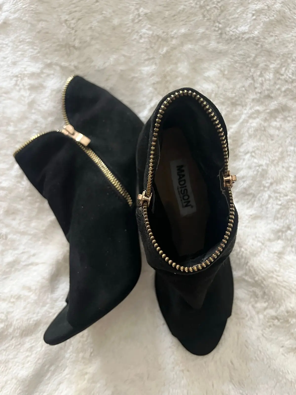 Black Open Toe Heeled Booties