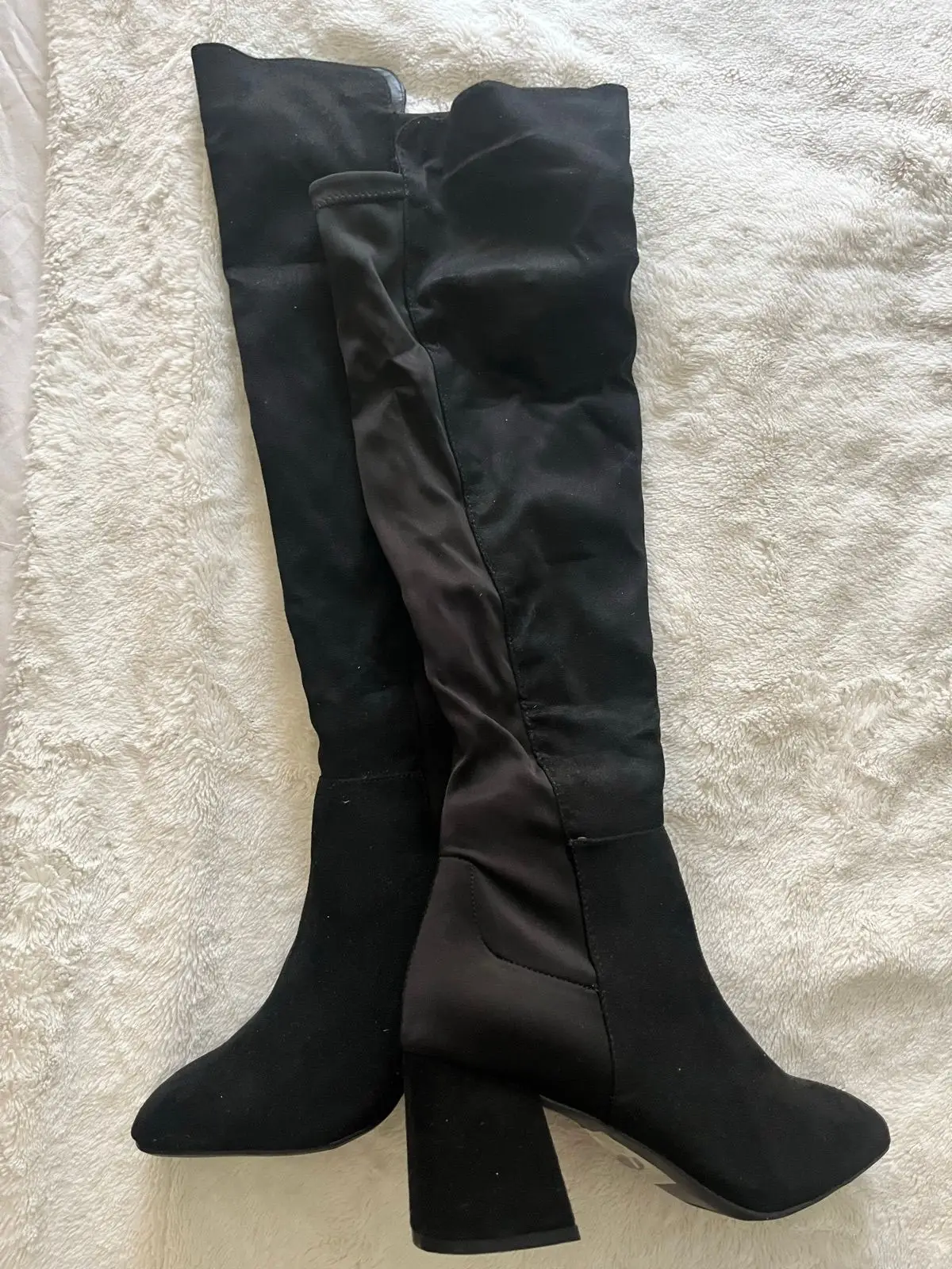 Black Over-The-Knee Block Heel Boots