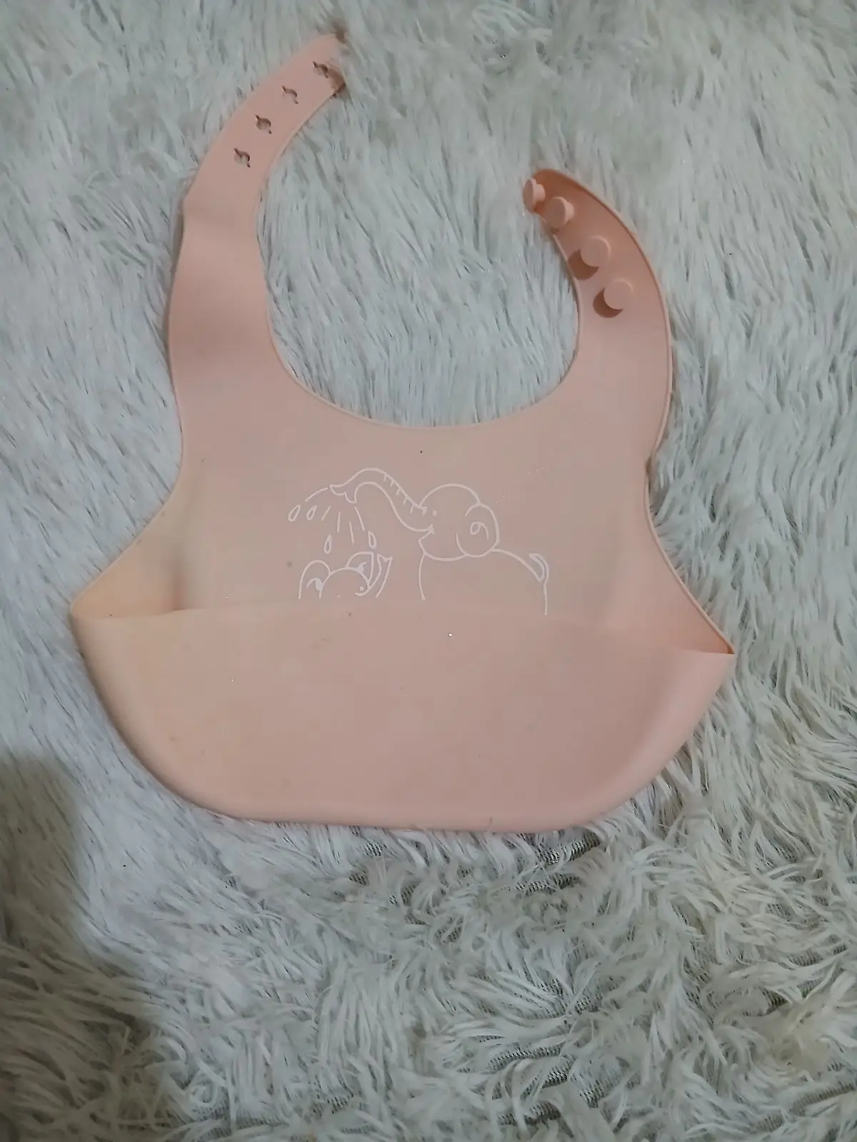 Silicone Baby Bib with Elephant Print Peach