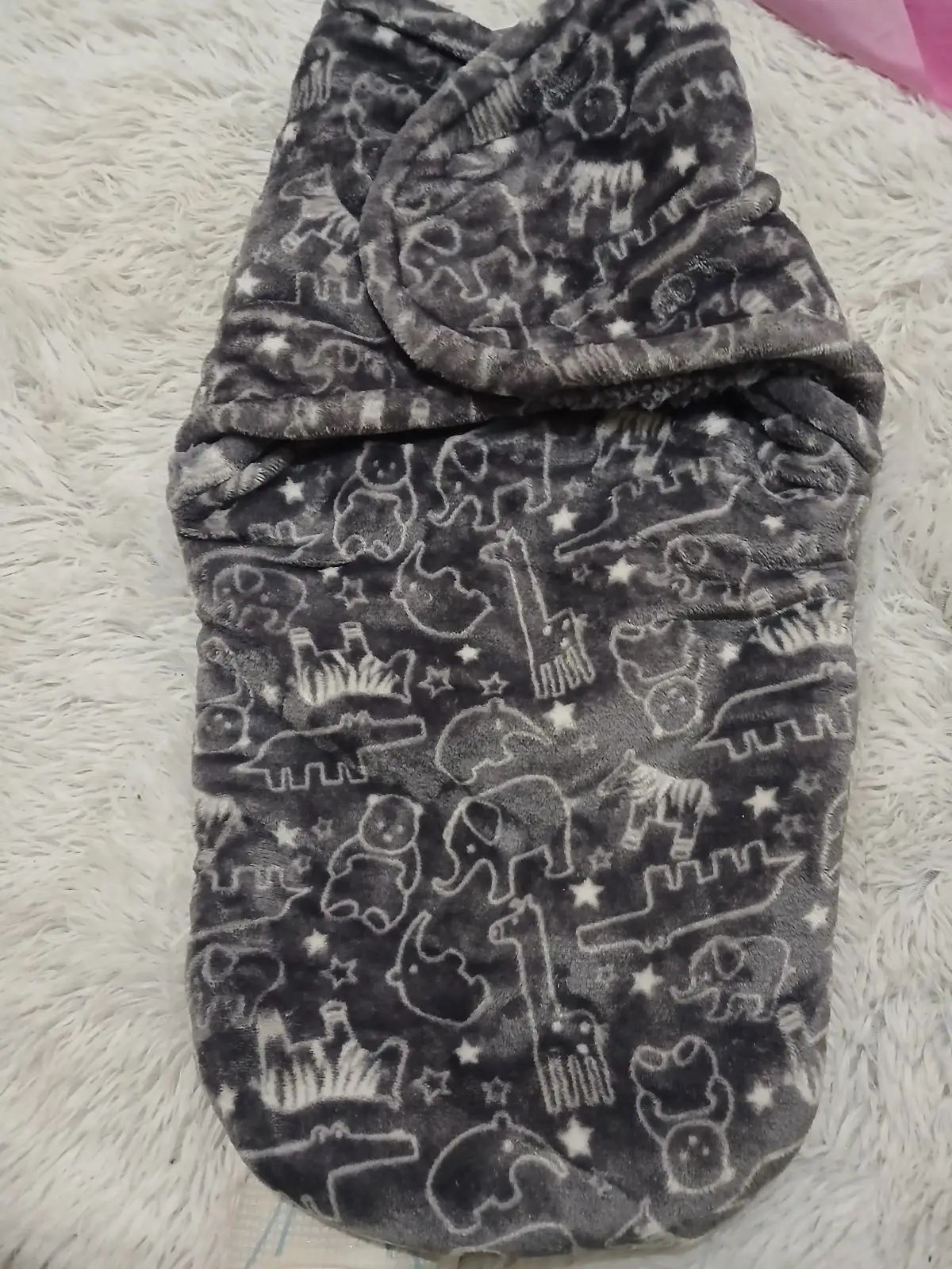 Grey Fleece Baby Swaddle Blanket