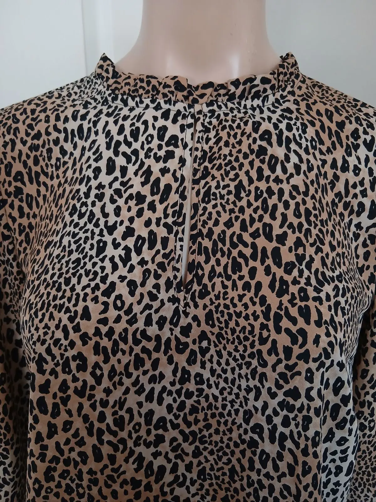 H&M Leopard Print Ruffle Neck Blouse