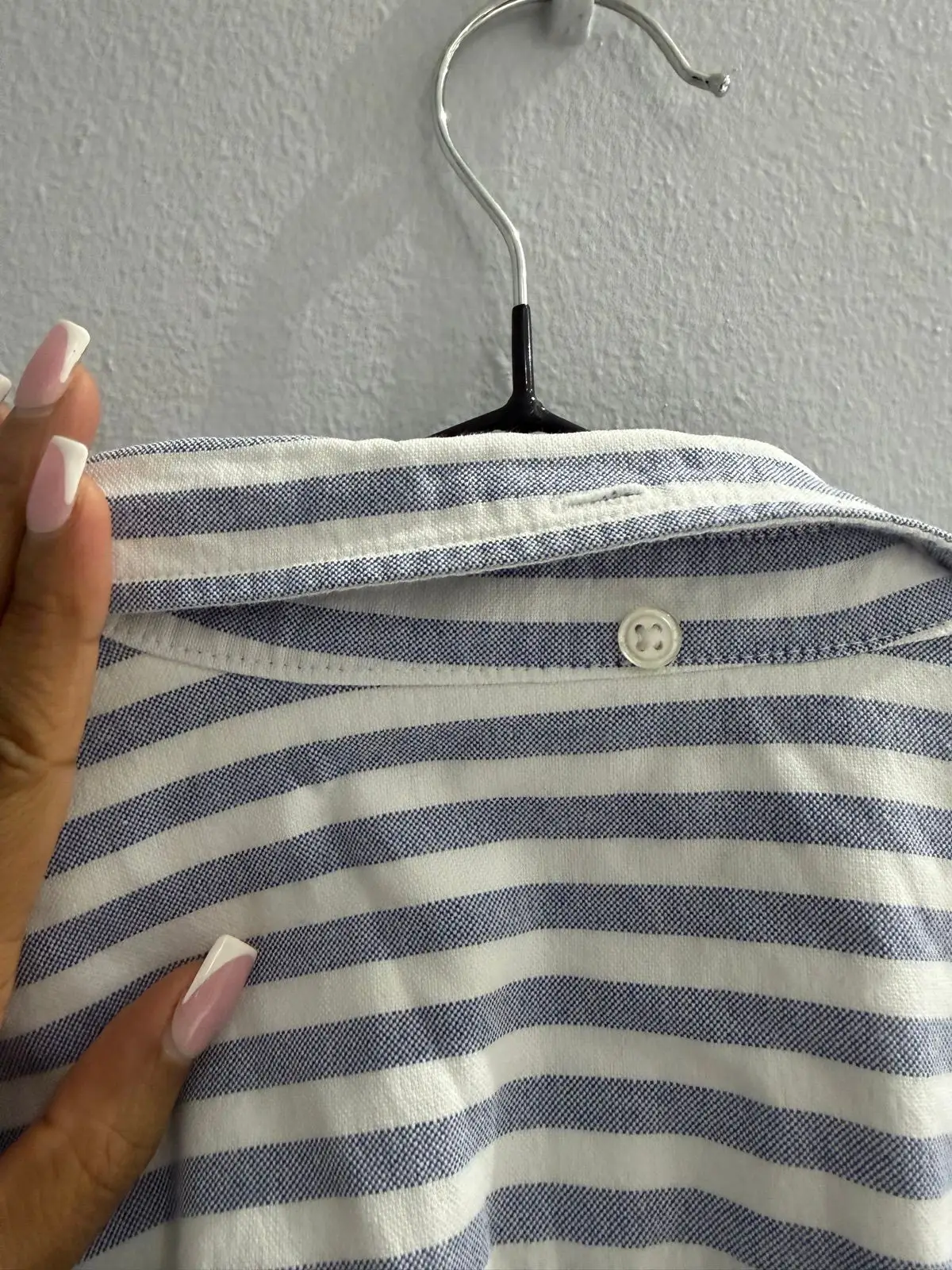 H&M Blue and White Striped Long-Sleeve Shirt