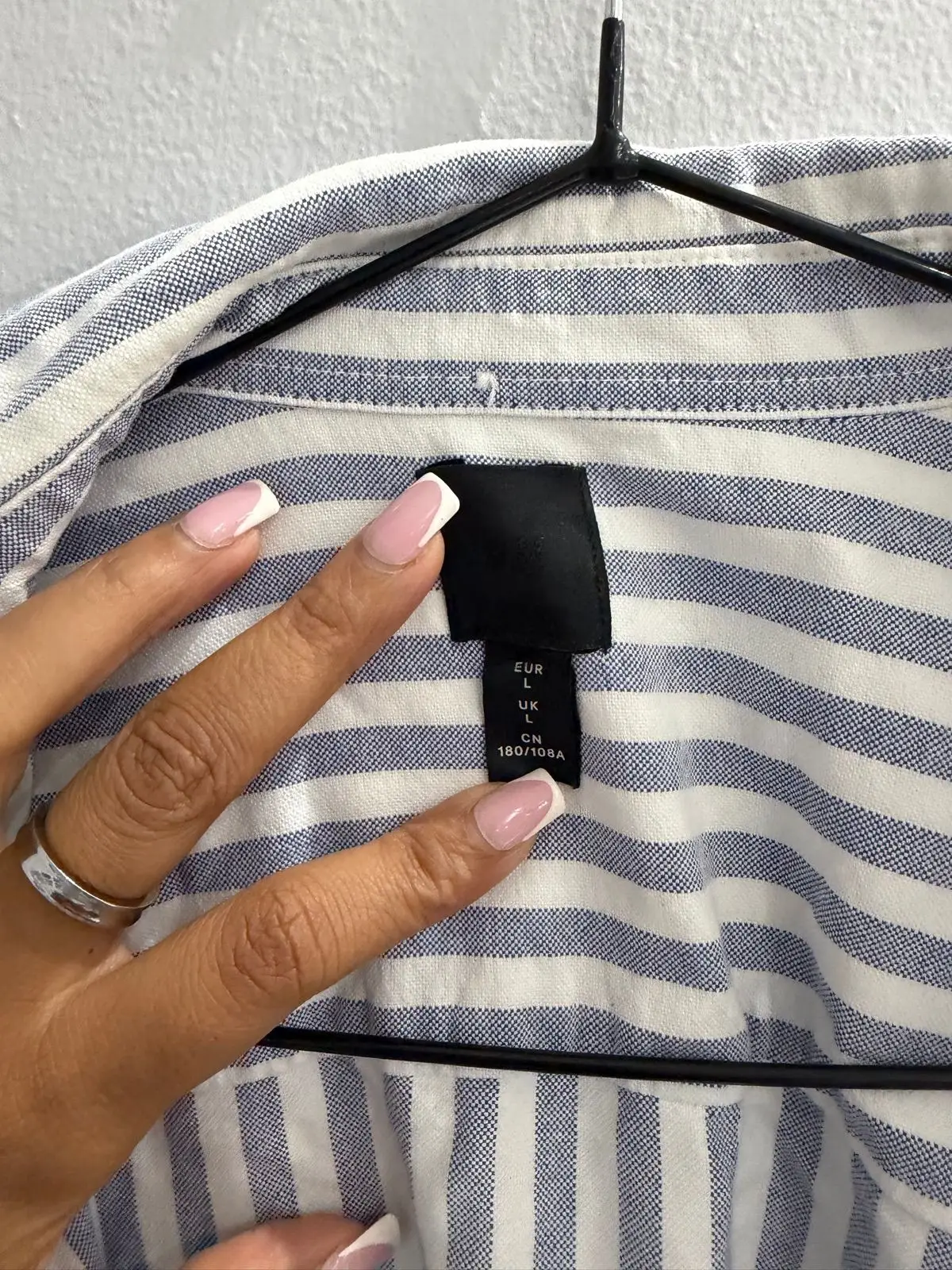 H&M Blue and White Striped Long-Sleeve Shirt