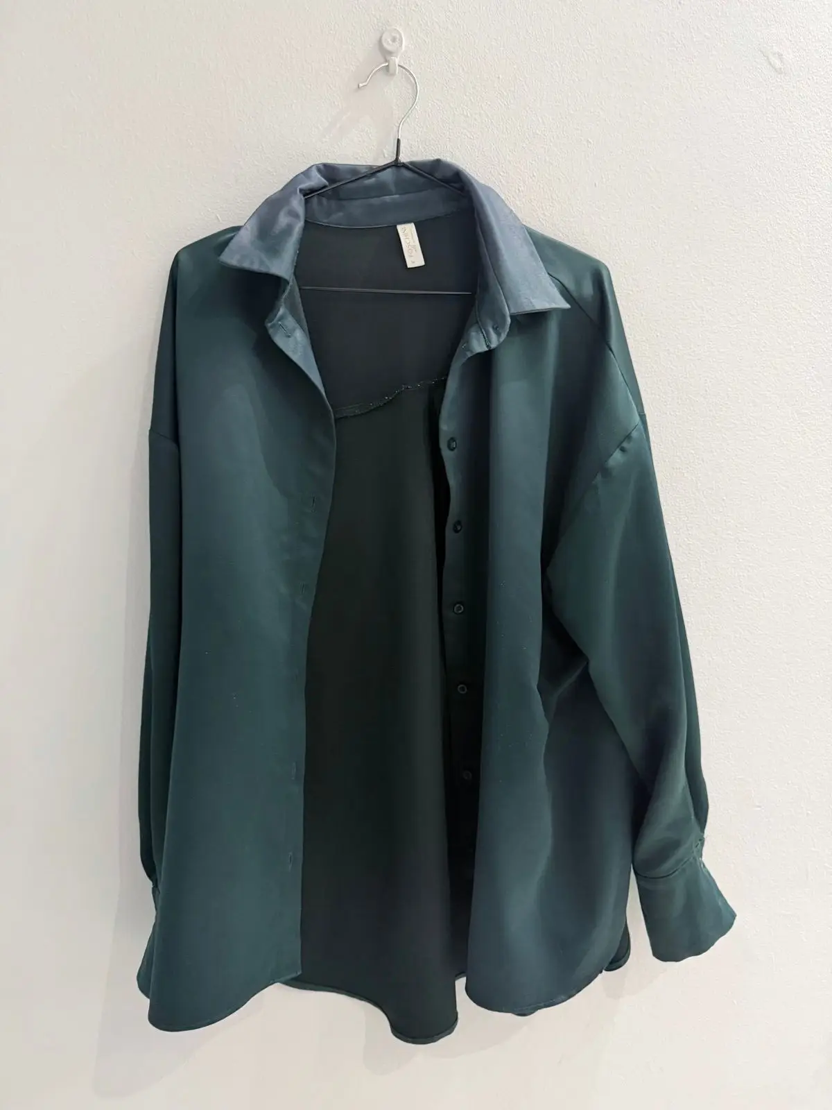 Foschini Dark Green Satin Button-Up Shirt