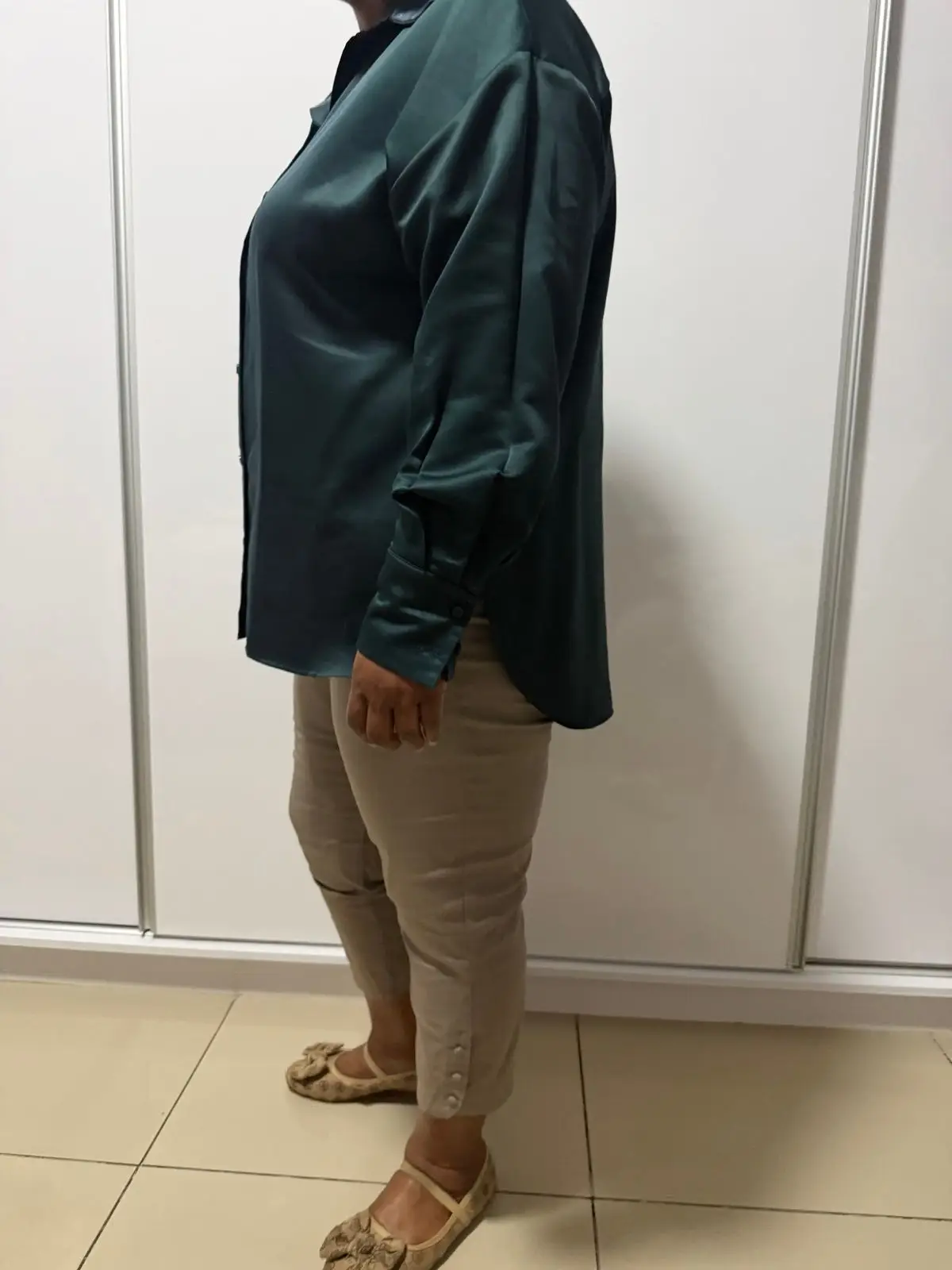 Foschini Dark Green Satin Button-Up Shirt