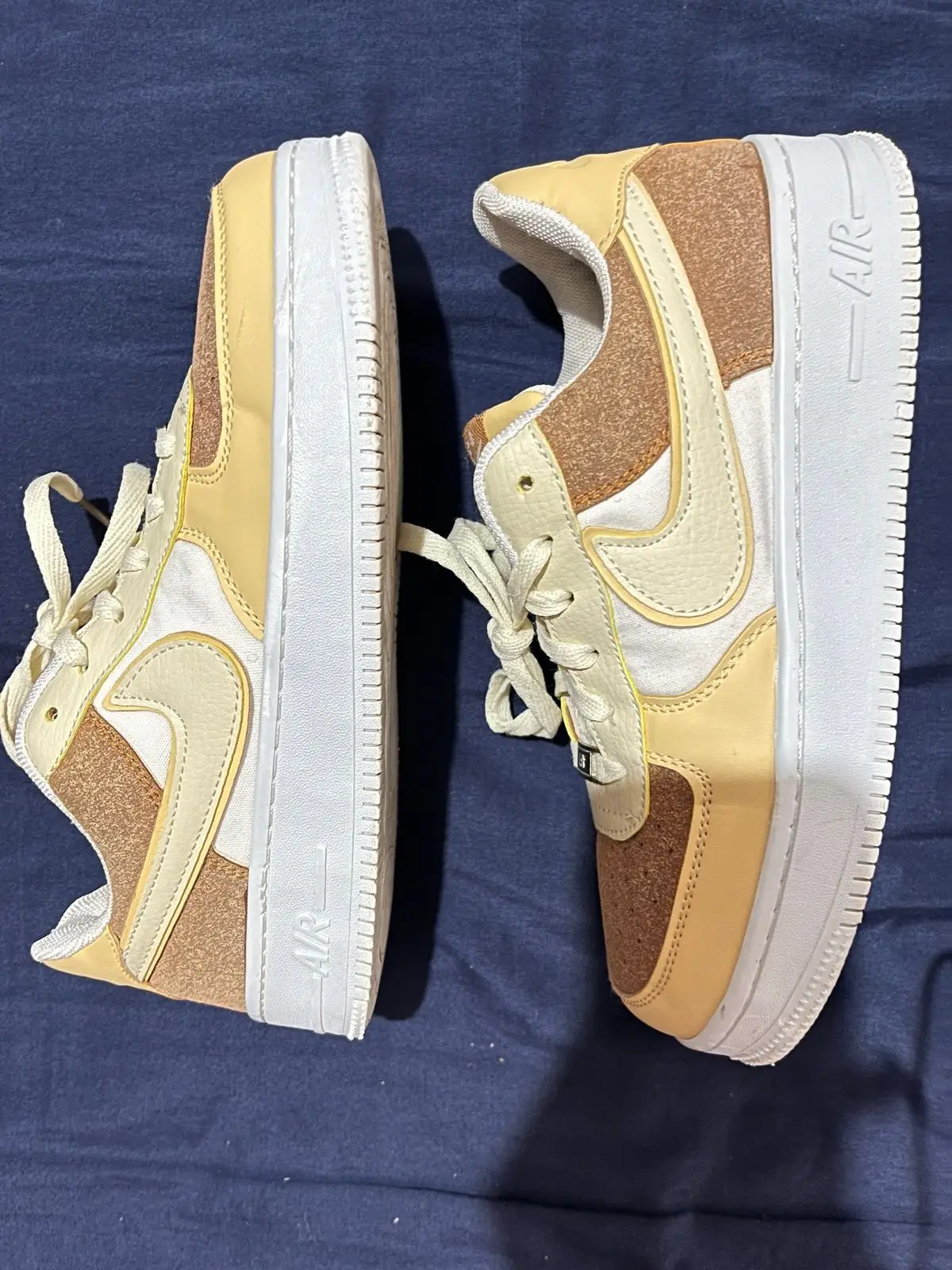 Nike Air Force 1 Yellow Brown Sneakers
