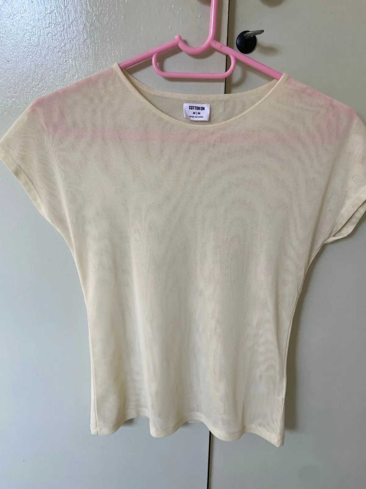 Cotton On Cream Sheer Mesh Top