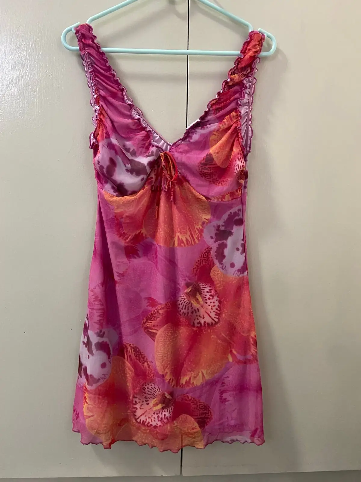 Cotton On Pink Floral Mesh Dress