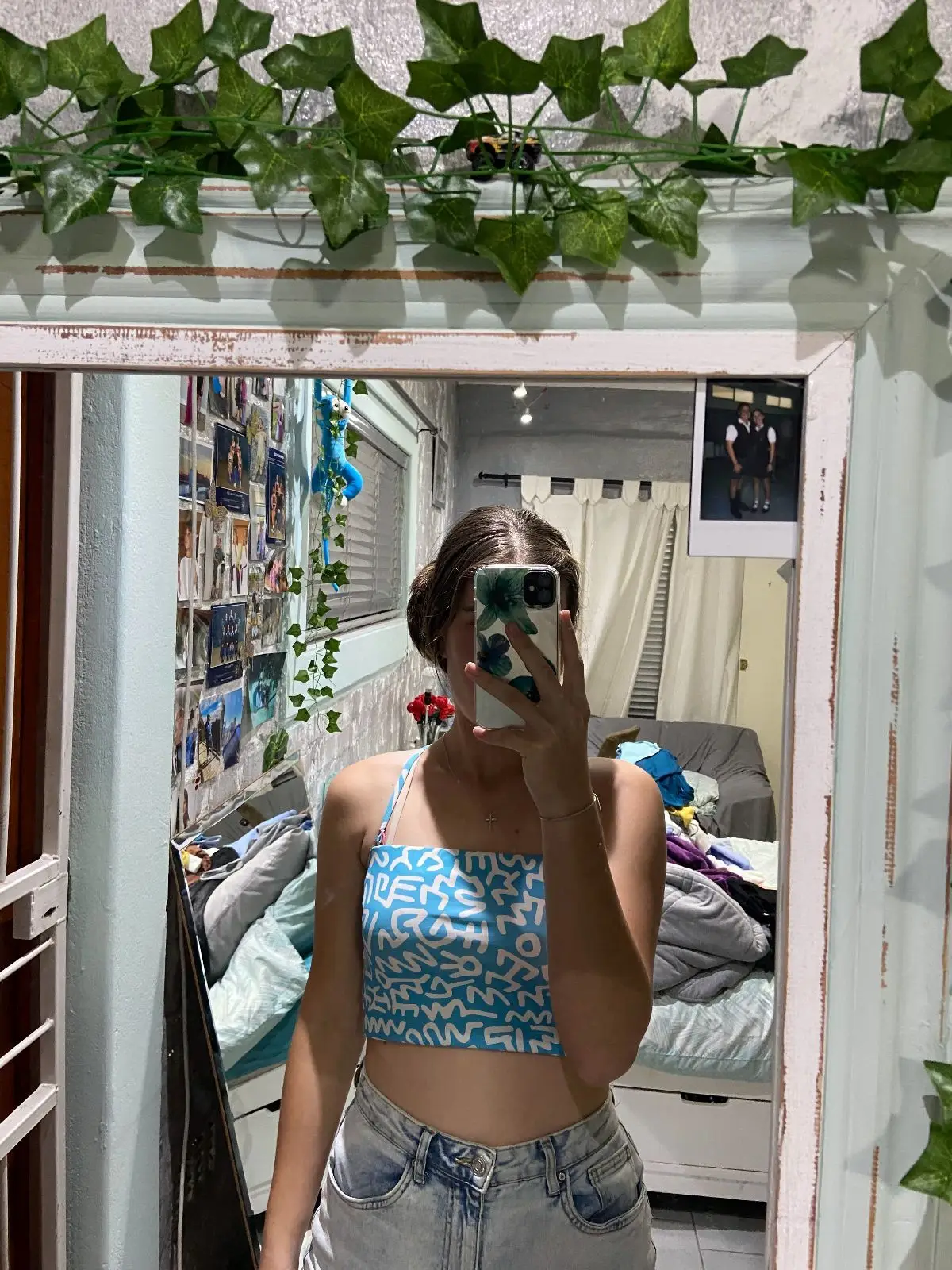 Cotton On Blue Patterned Crop Top