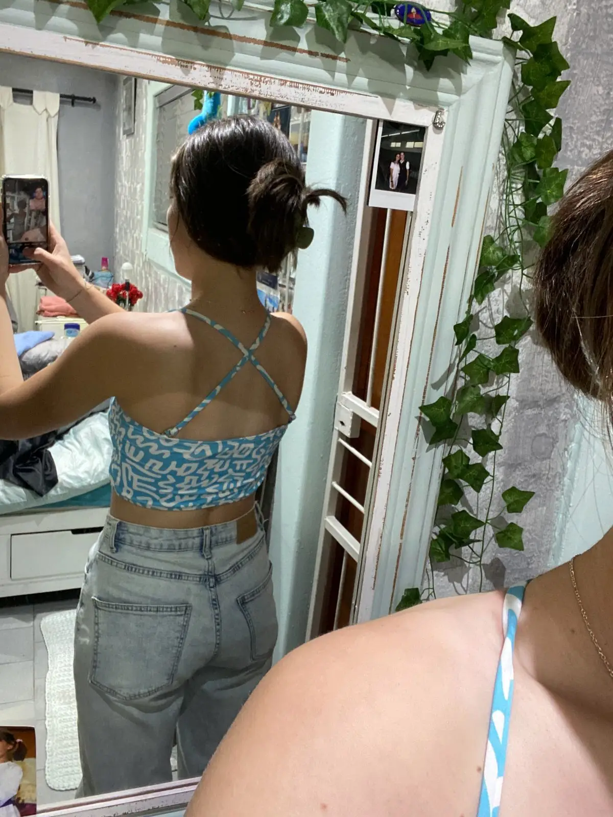 Cotton On Blue Patterned Crop Top