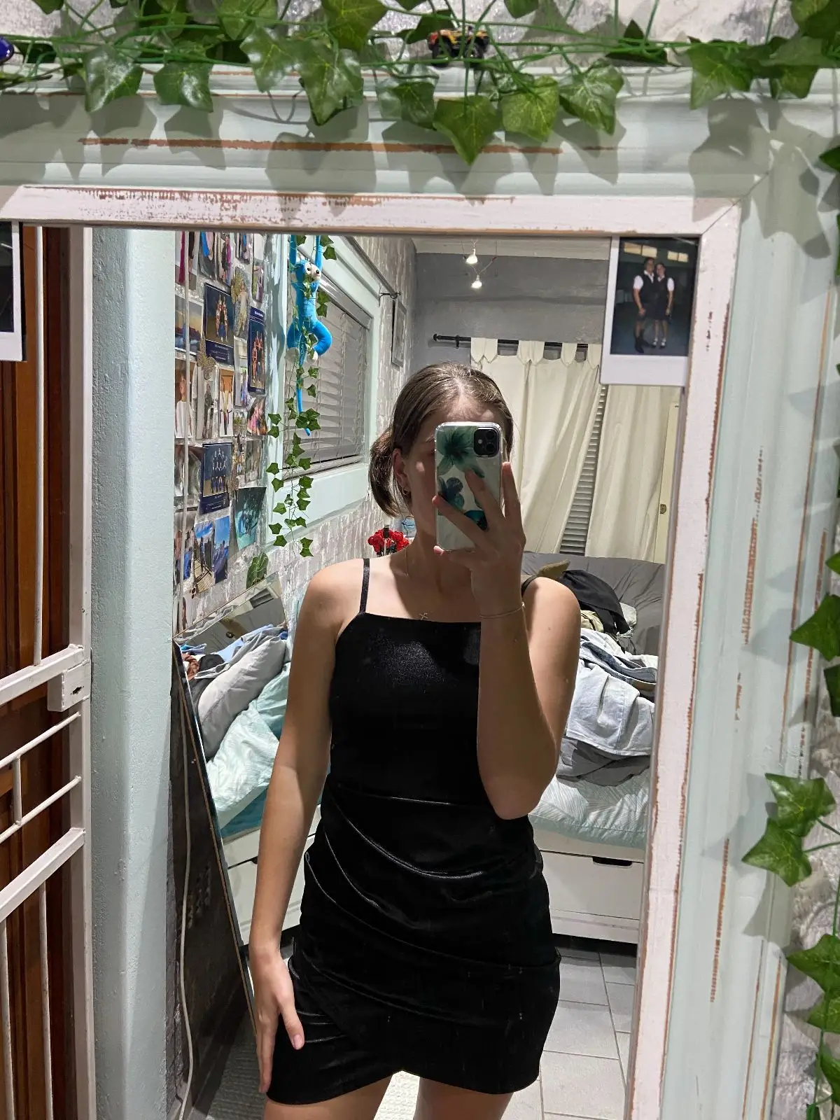 Black Velvet Ruched Slip Dress