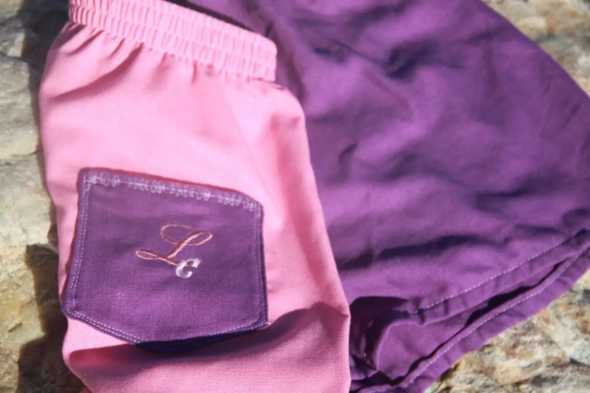 Two-Tone Pink and Purple Shorts with Pocket