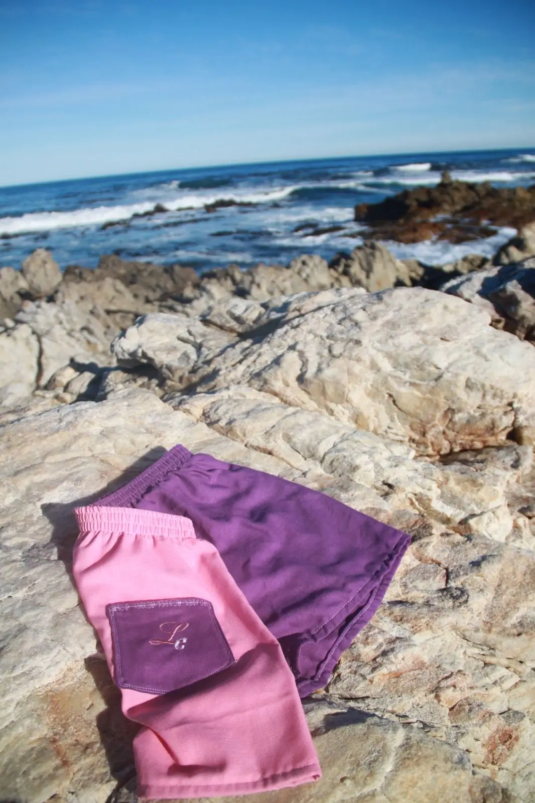Two-Tone Pink and Purple Shorts with Pocket