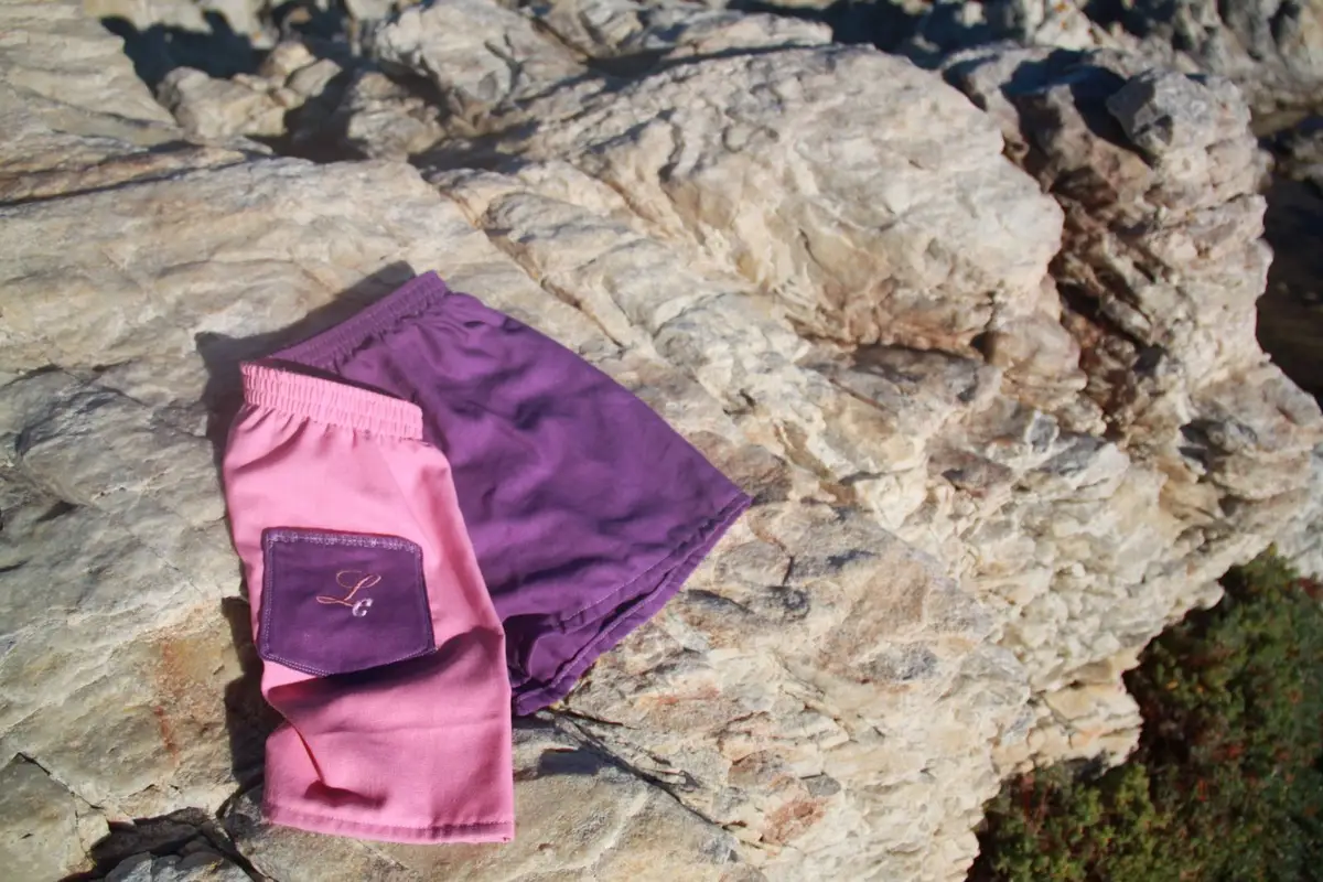 Two-Tone Pink and Purple Shorts with Pocket