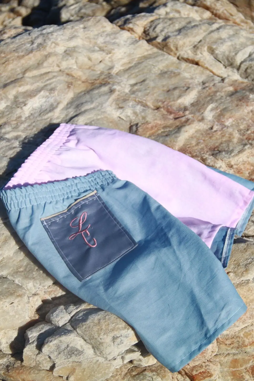 Handmade Blue Casual Shorts with Pocket