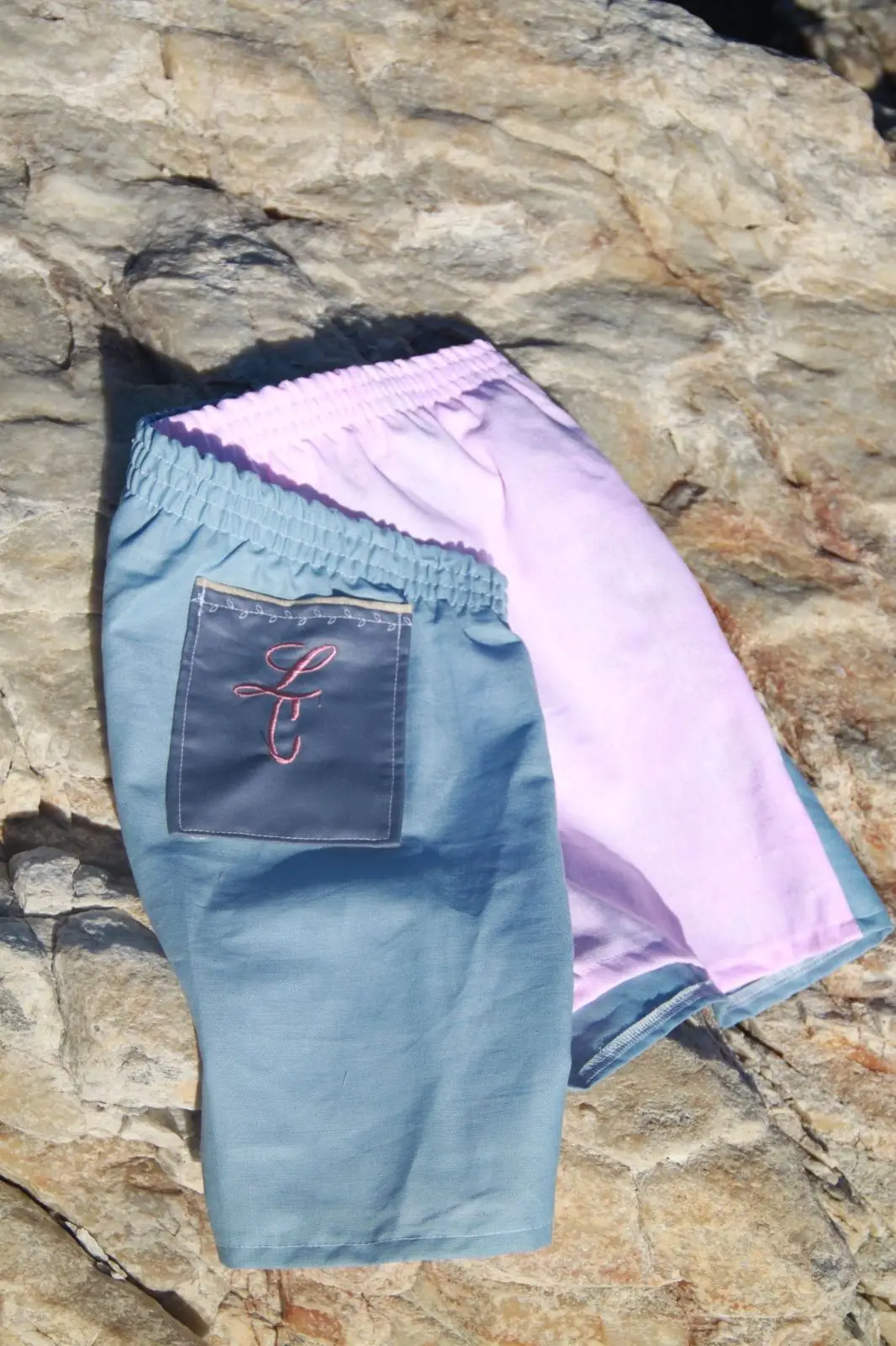 Handmade Blue Casual Shorts with Pocket