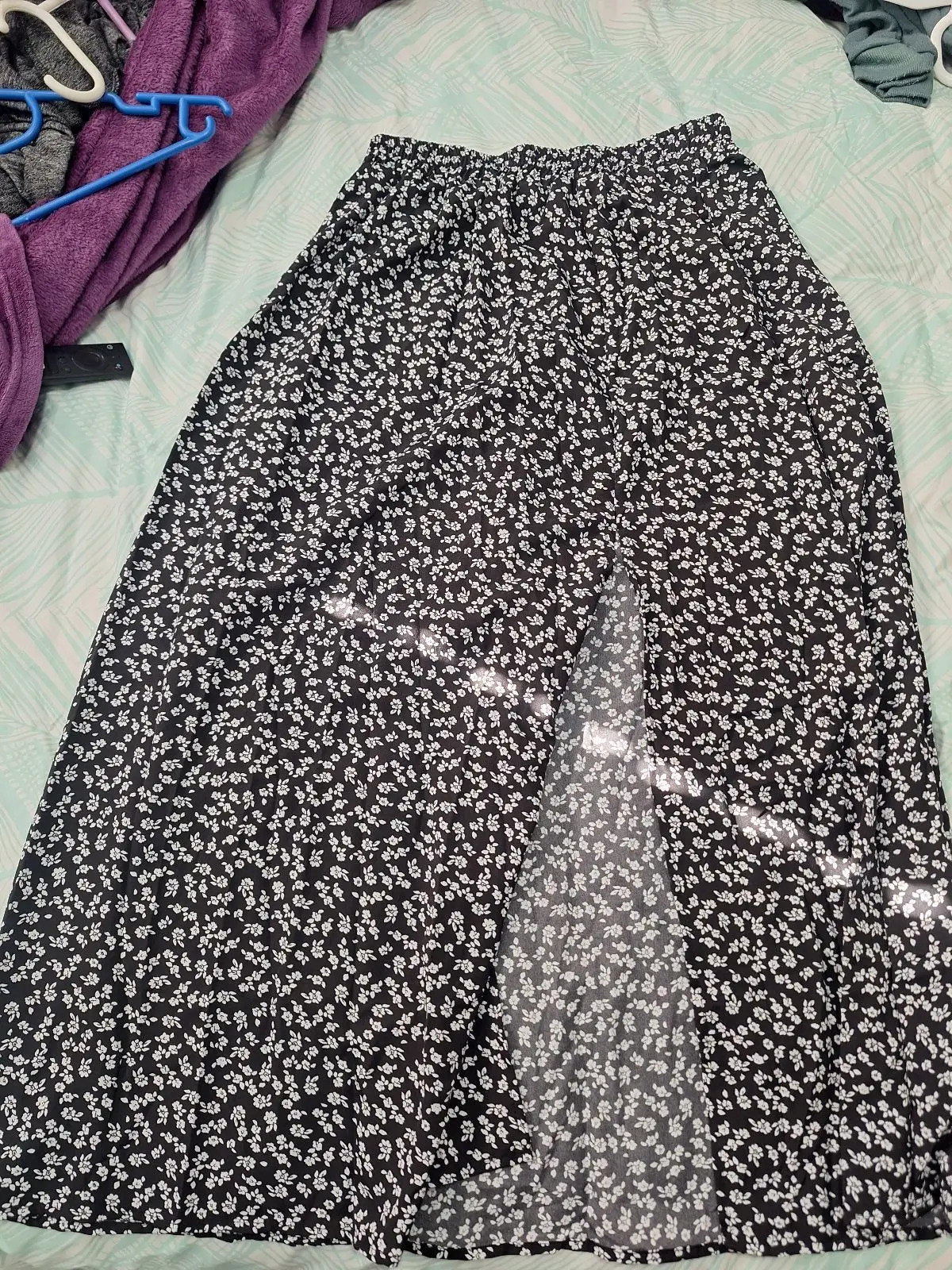 Shein Black and White Floral Print Skirt