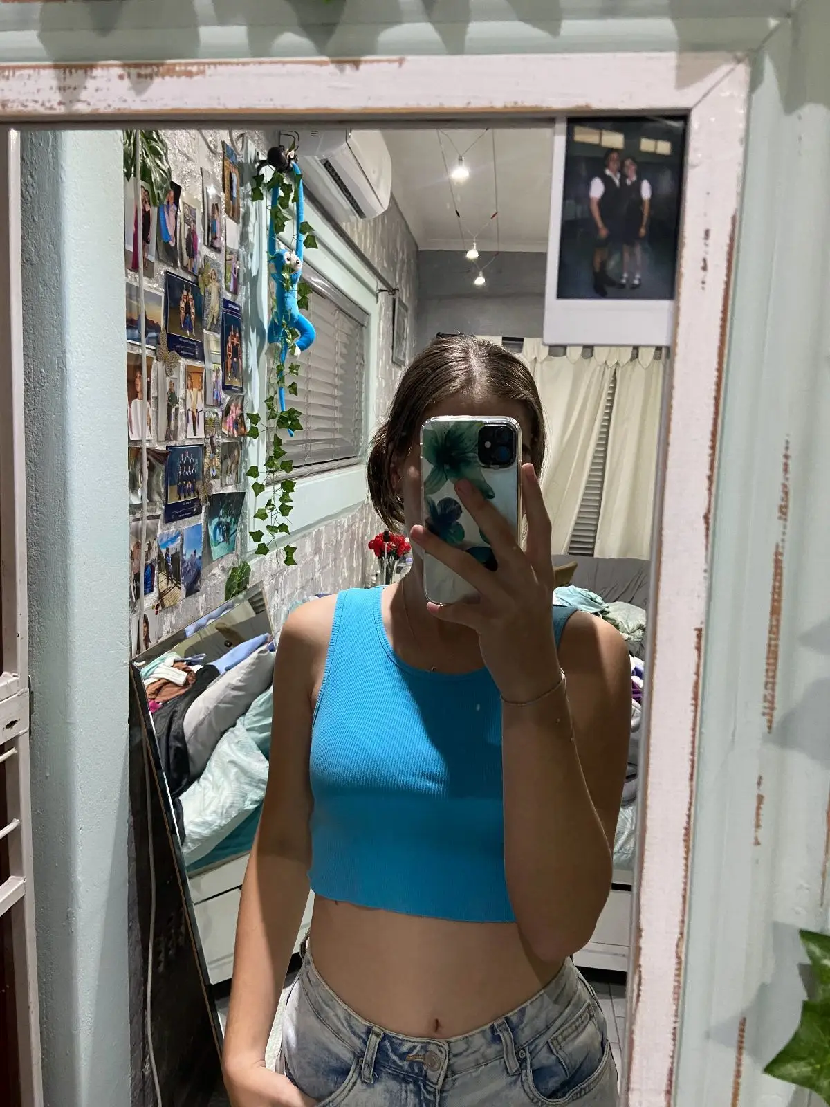 Factorie Blue Ribbed Crop Top
