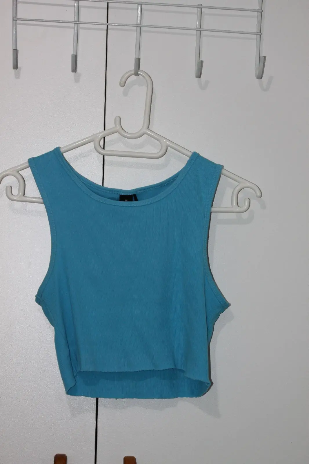 Factorie Blue Ribbed Crop Top