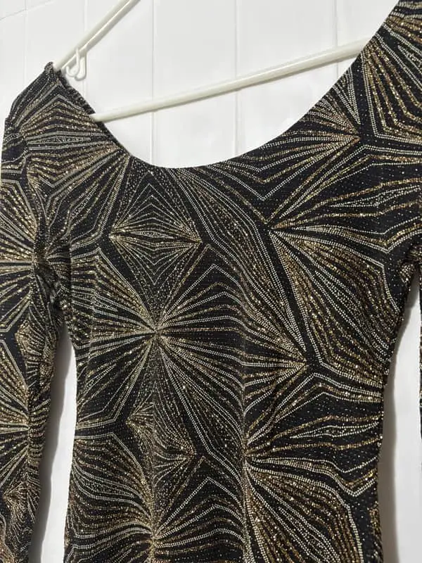 Black Glitter Knee length Dress