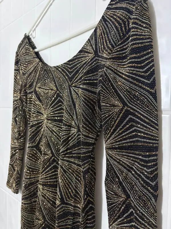 Black Glitter Knee length Dress