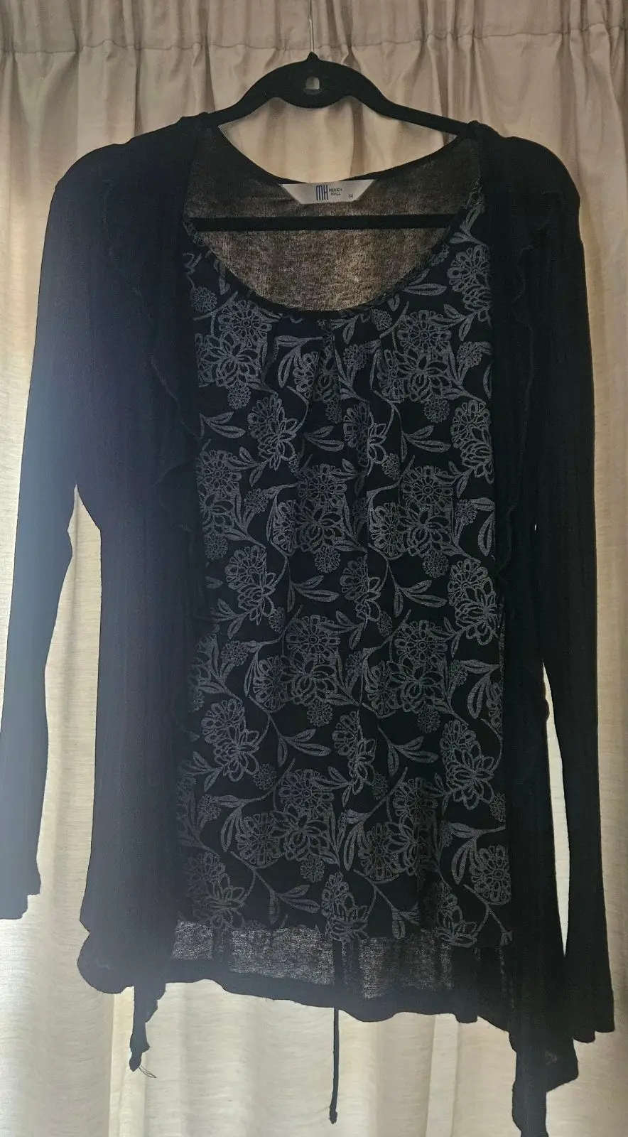 Kelso Black Floral Print Top Size 14