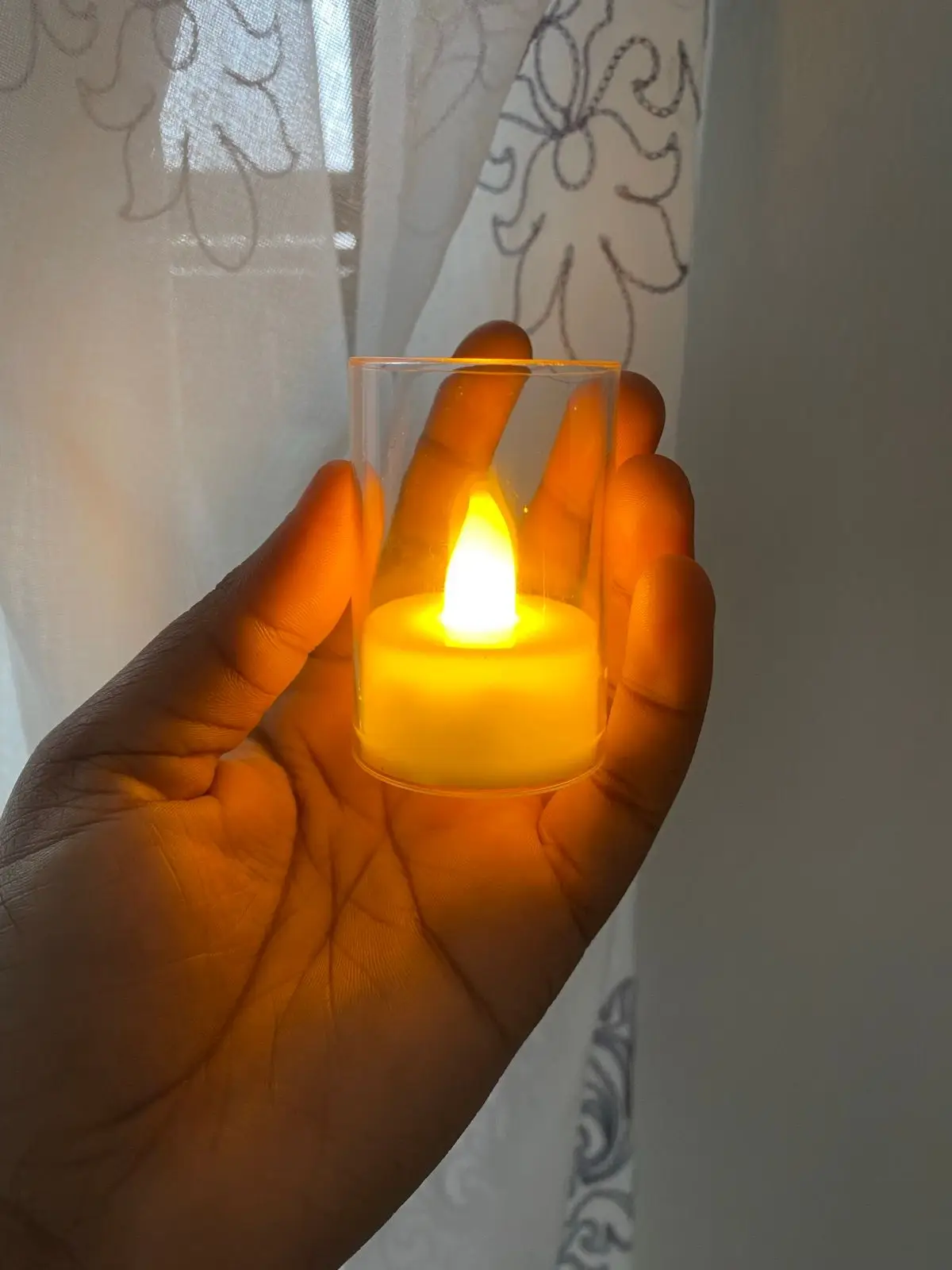 LED Electronic Candle in Glass Holder
