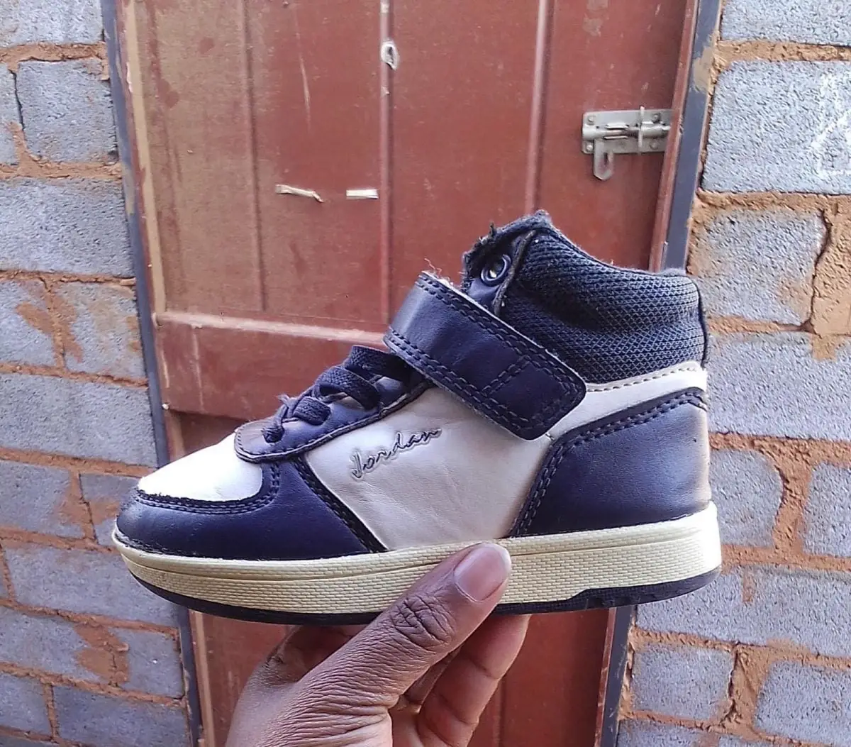 Air Jordan Kids High-Top Sneaker Navy and White